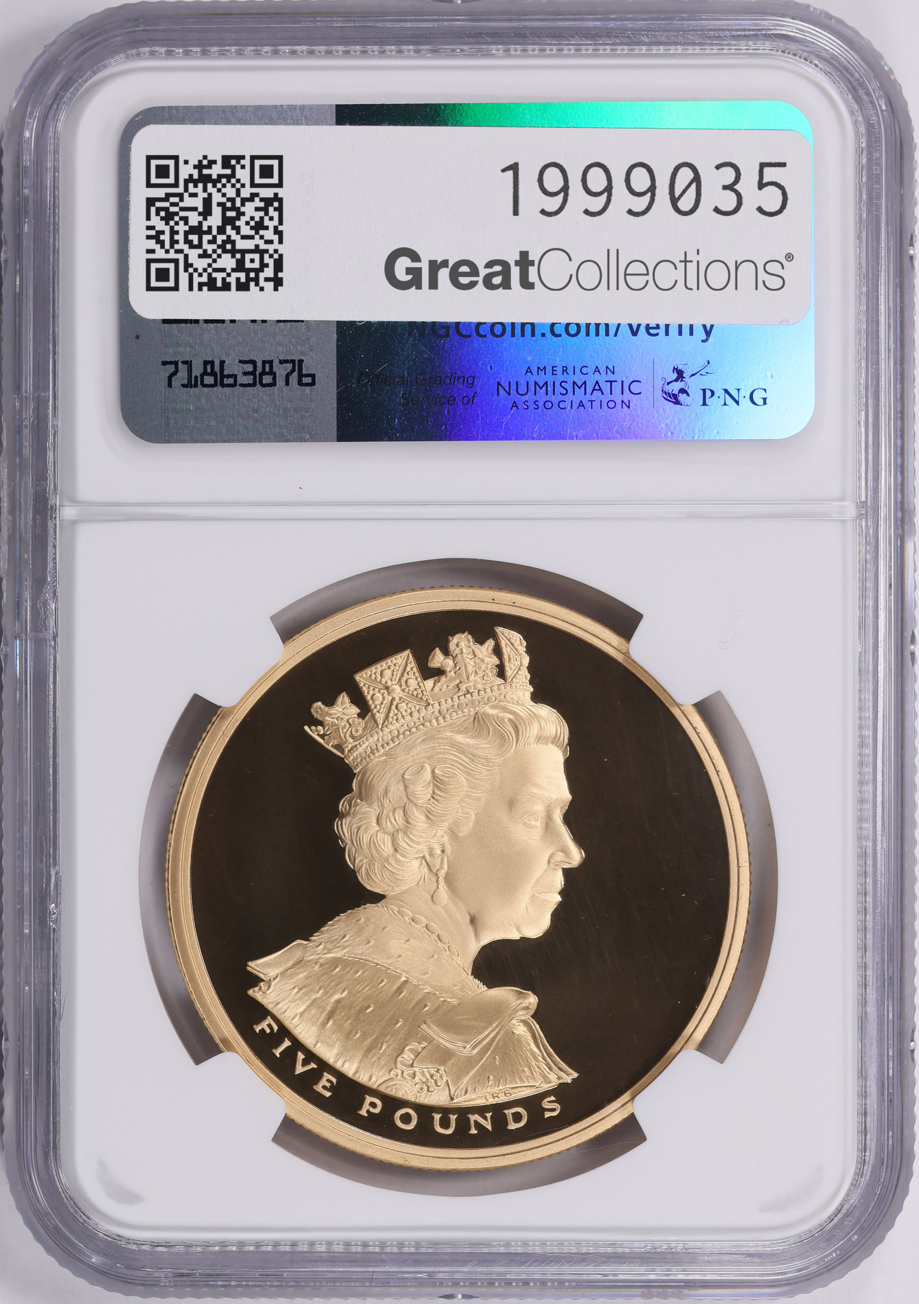 Great Britain 2002 Gold £5 Queen Elizabeth II's Golden Jubilee KM
