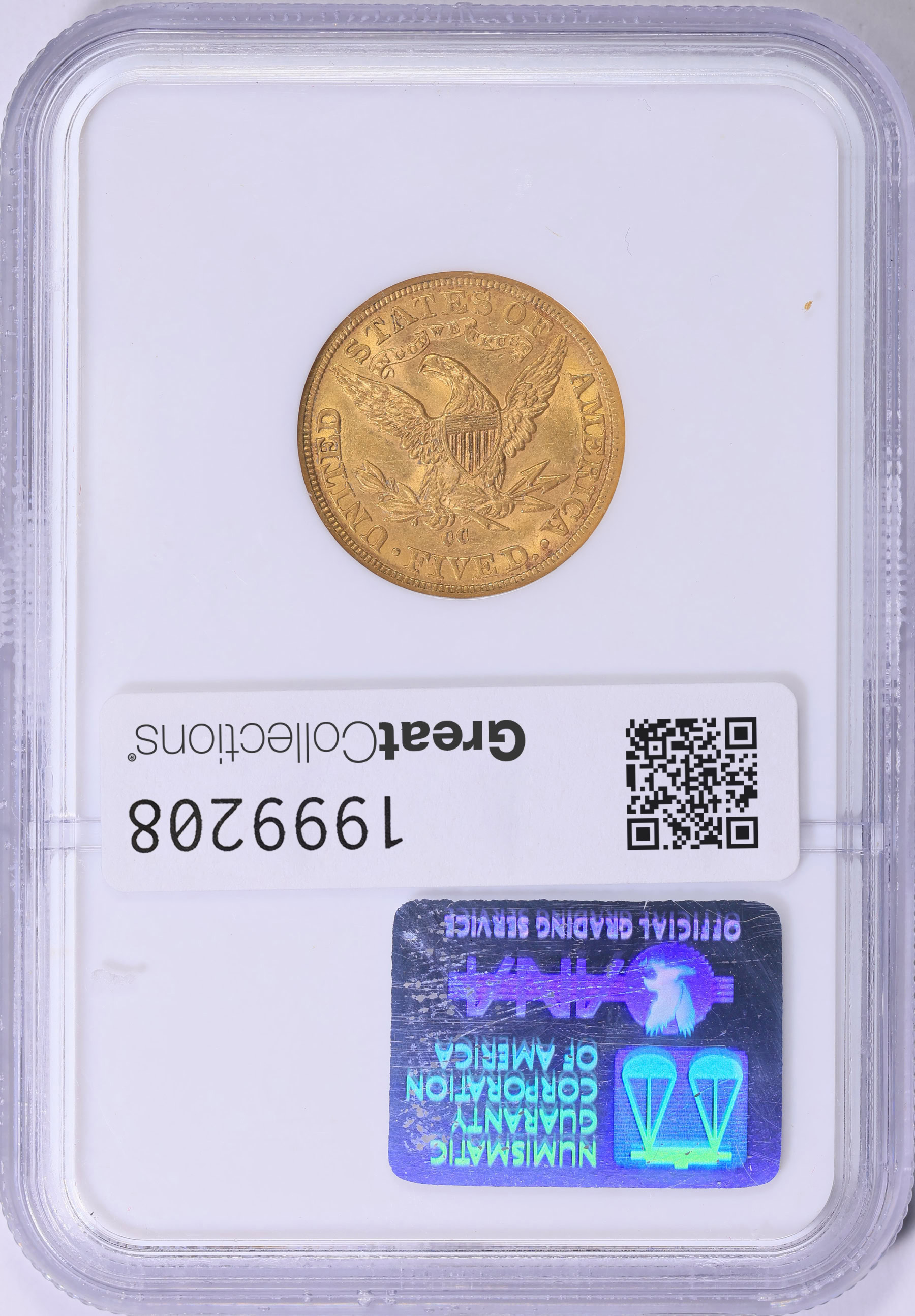 1893-CC Liberty Gold Half Eagle NGC AU-55 (CAC Green) (Item