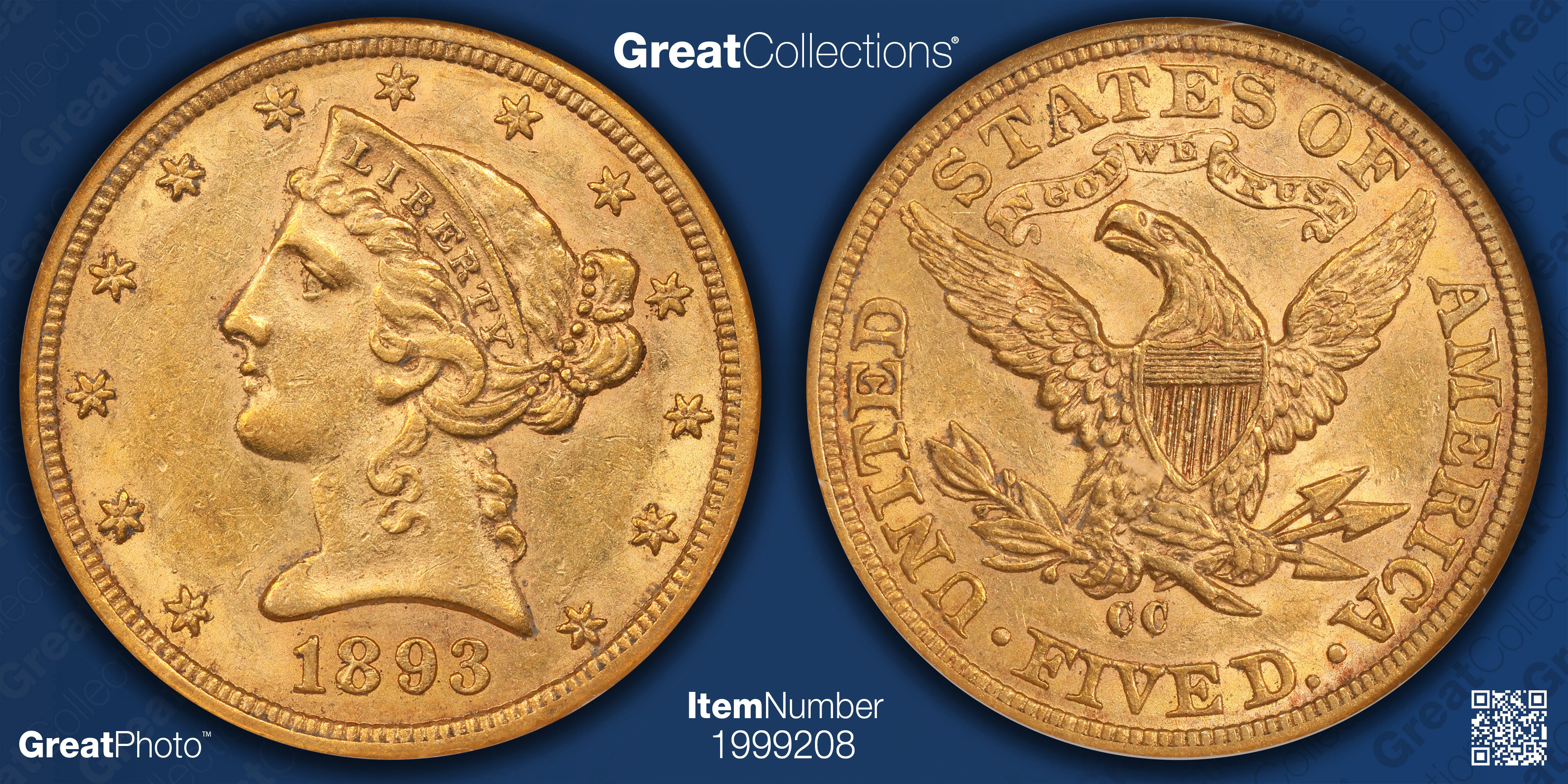 1893-CC Liberty Gold Half Eagle NGC AU-55 (CAC Green) (Item