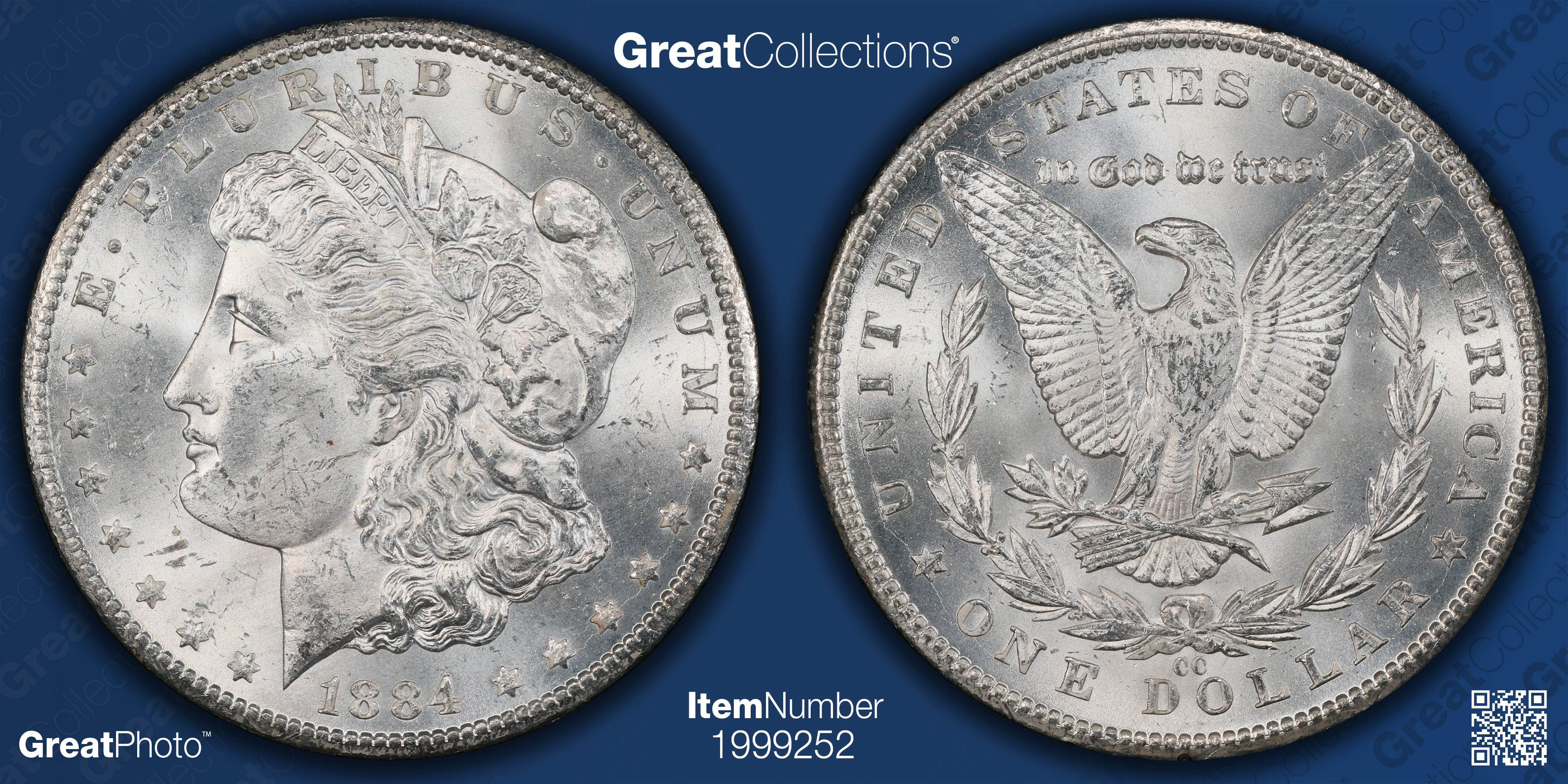 1884-CC Morgan Silver Dollar GSA Treasure CACG MS-62 (GSA Holder