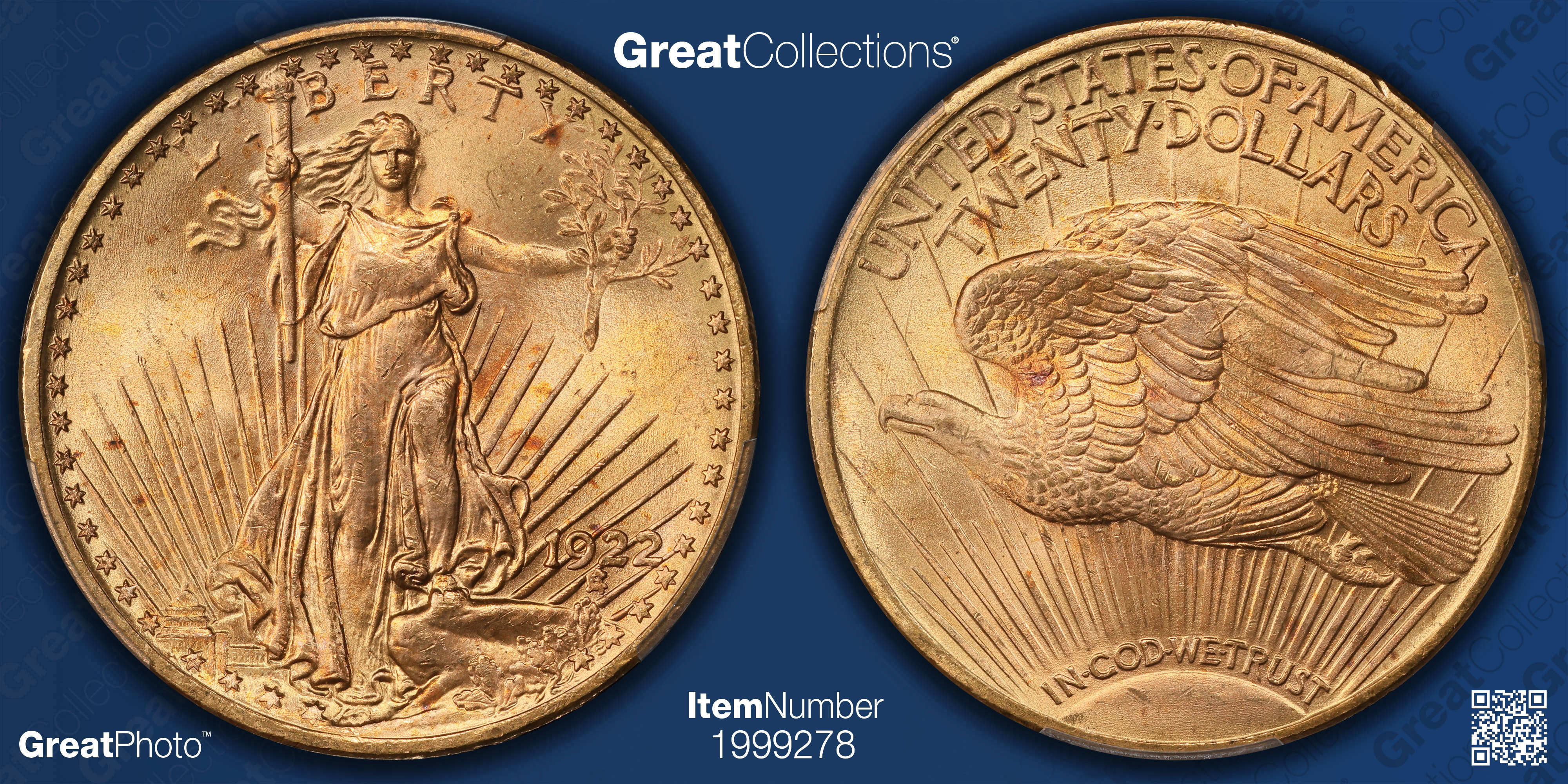 1922 Saint-Gaudens Gold Double Eagle PCGS MS-66 (Item 1999278