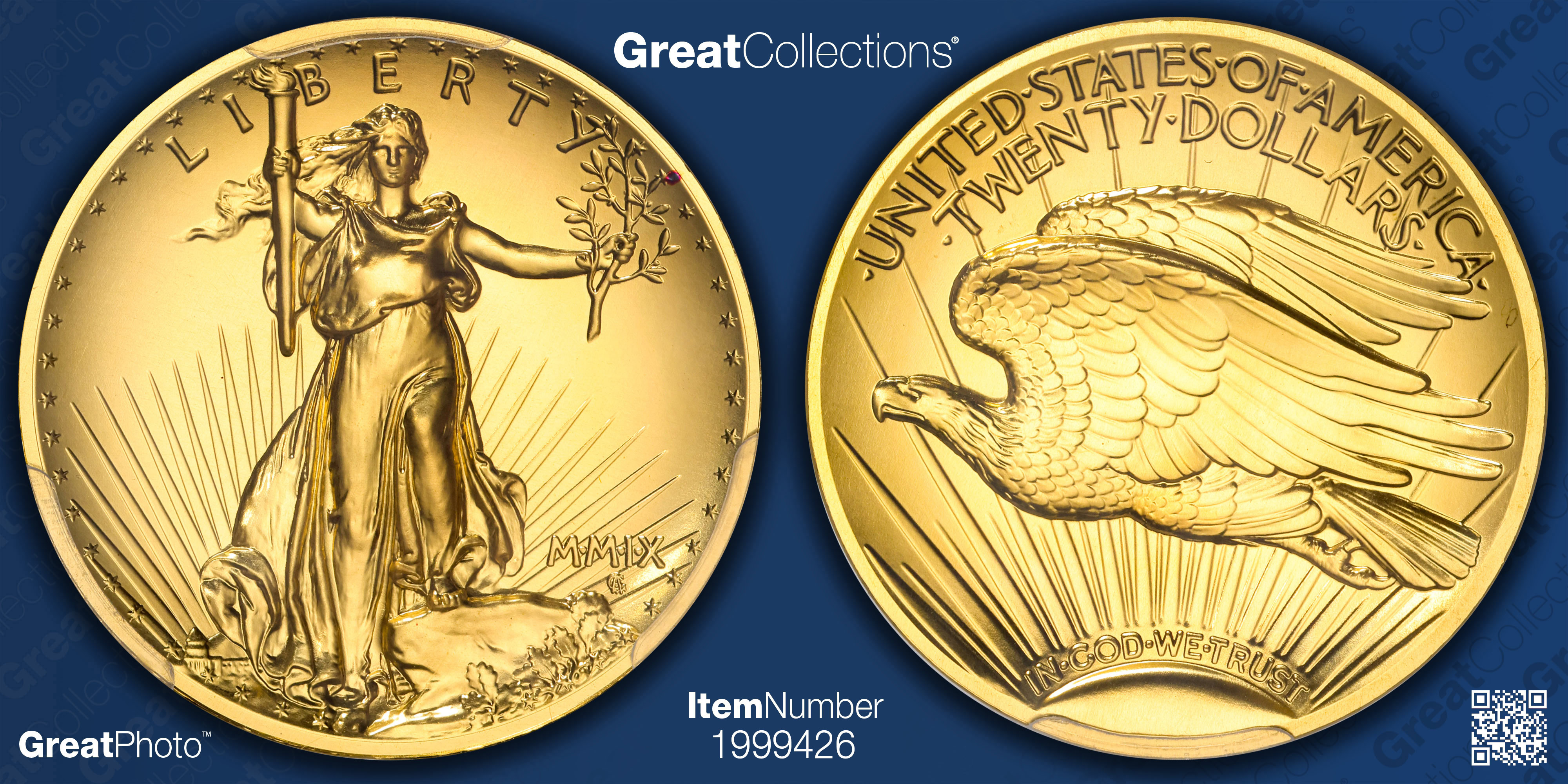 2009 MMIX Ultra High Relief $20 Gold PCGS MS-69 (Item 1999426