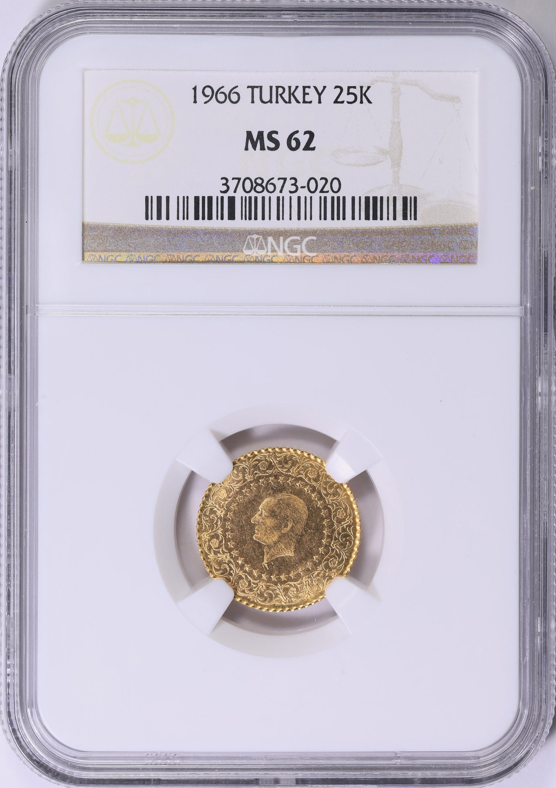 AH1336//1 オスマン・トルコ帝国 25クルシュ金貨 NGC MS62 AH1336//1 オスマン・トルコ帝国 25クルシュ金貨 NGC MS62