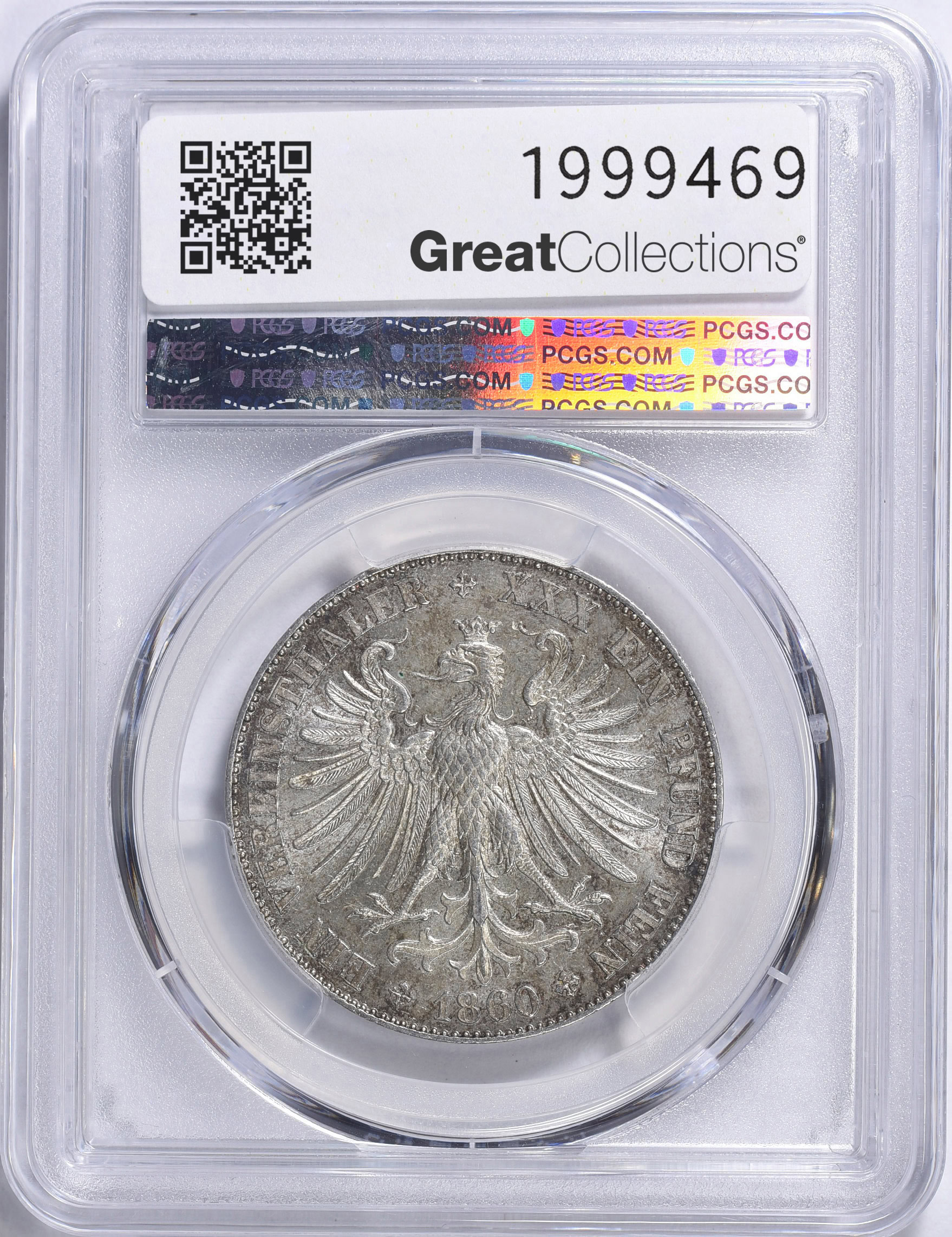 Germany - Frankfurt 1860 Silver Thaler KM-360 PCGS MS-62 (Item