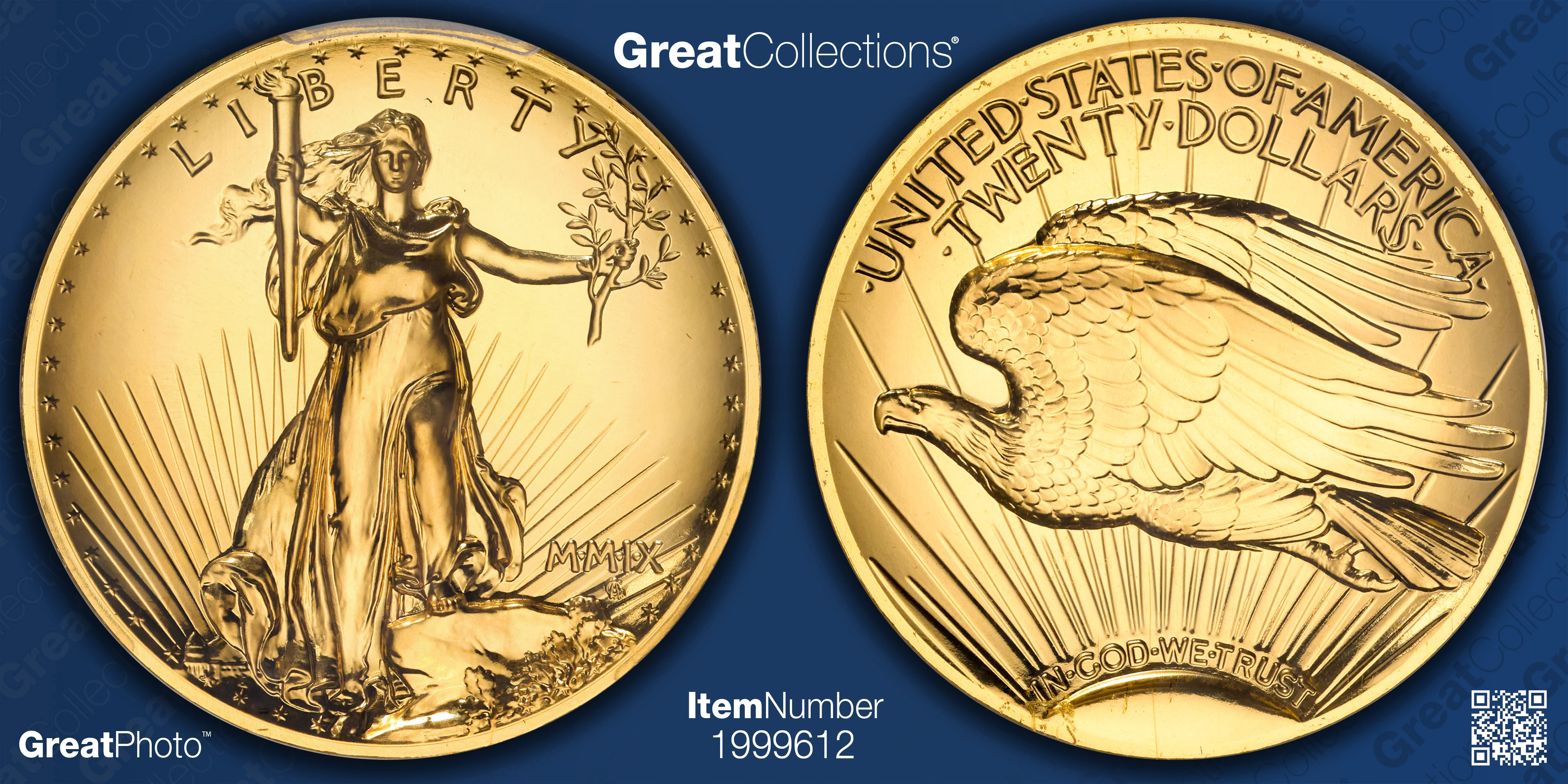 2009 MMIX Ultra High Relief $20 Gold PCGS MS-70 PL (Item 1999612