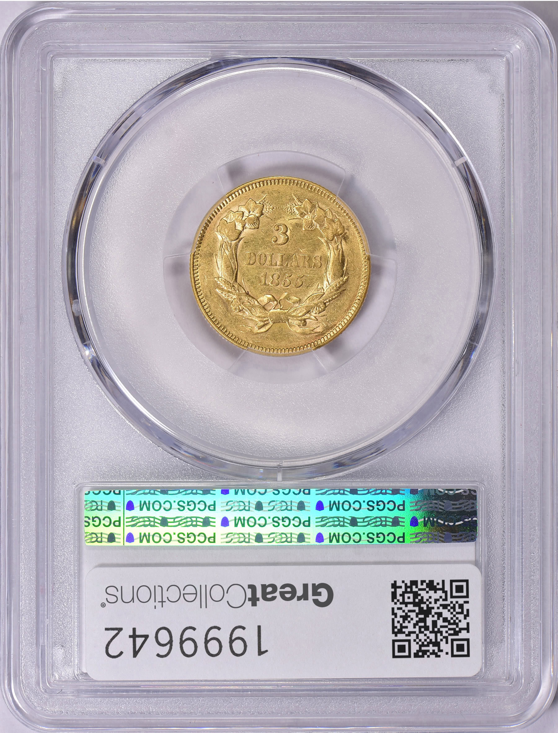 1855 Three-Dollar Gold Piece PCGS AU-55 (Item 1999642