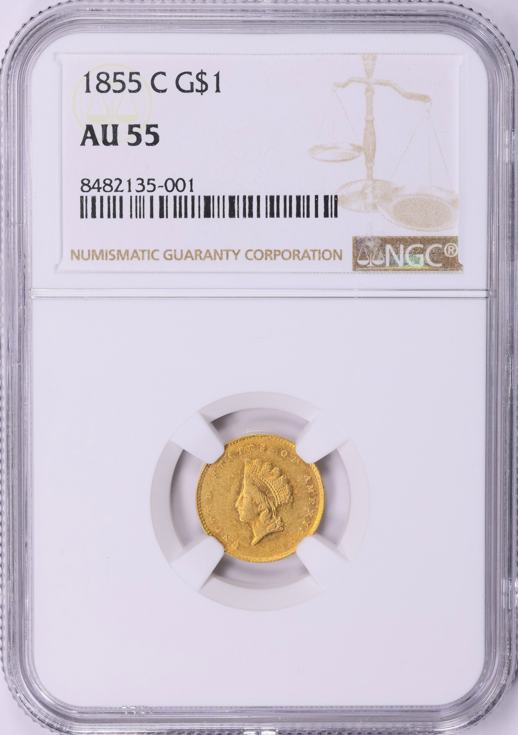 1855-C Indian Princess Gold Dollar NGC AU-55 (Item 1999767