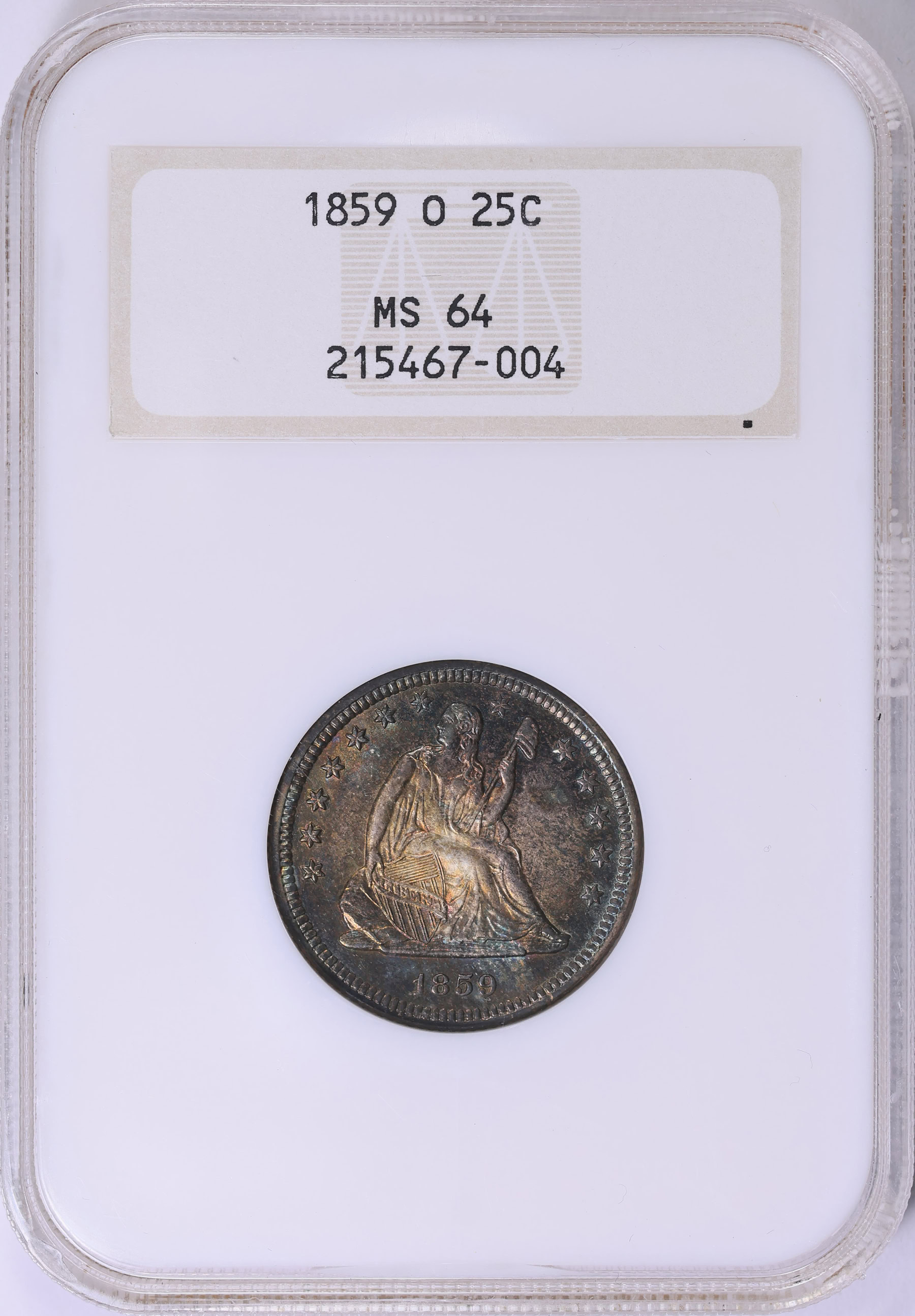1859-O Seated Liberty Quarter NGC MS-64 OH (Toned) (Item 2001250