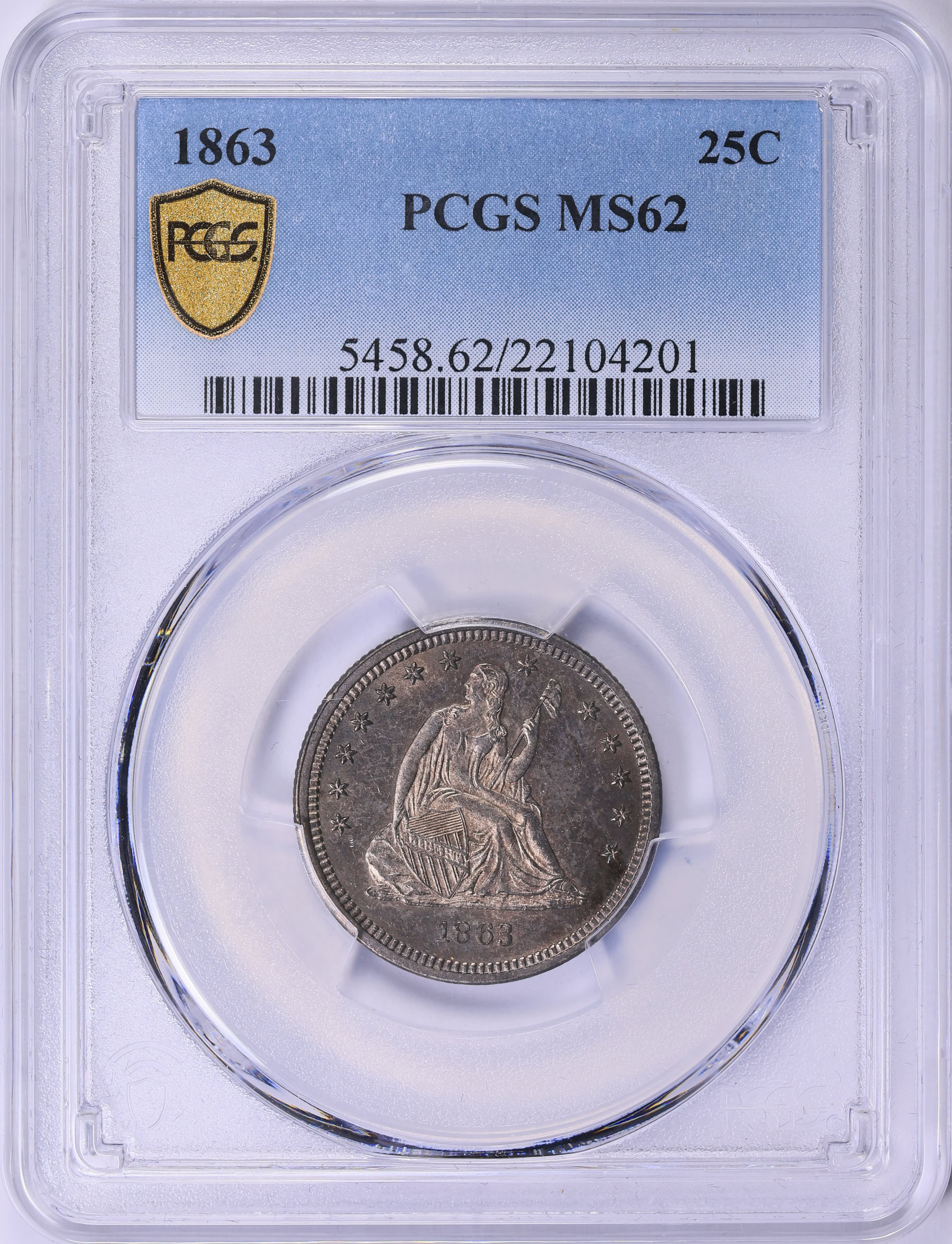 1863 Seated Liberty Quarter PCGS MS-62 (Toned) (Item 2001252