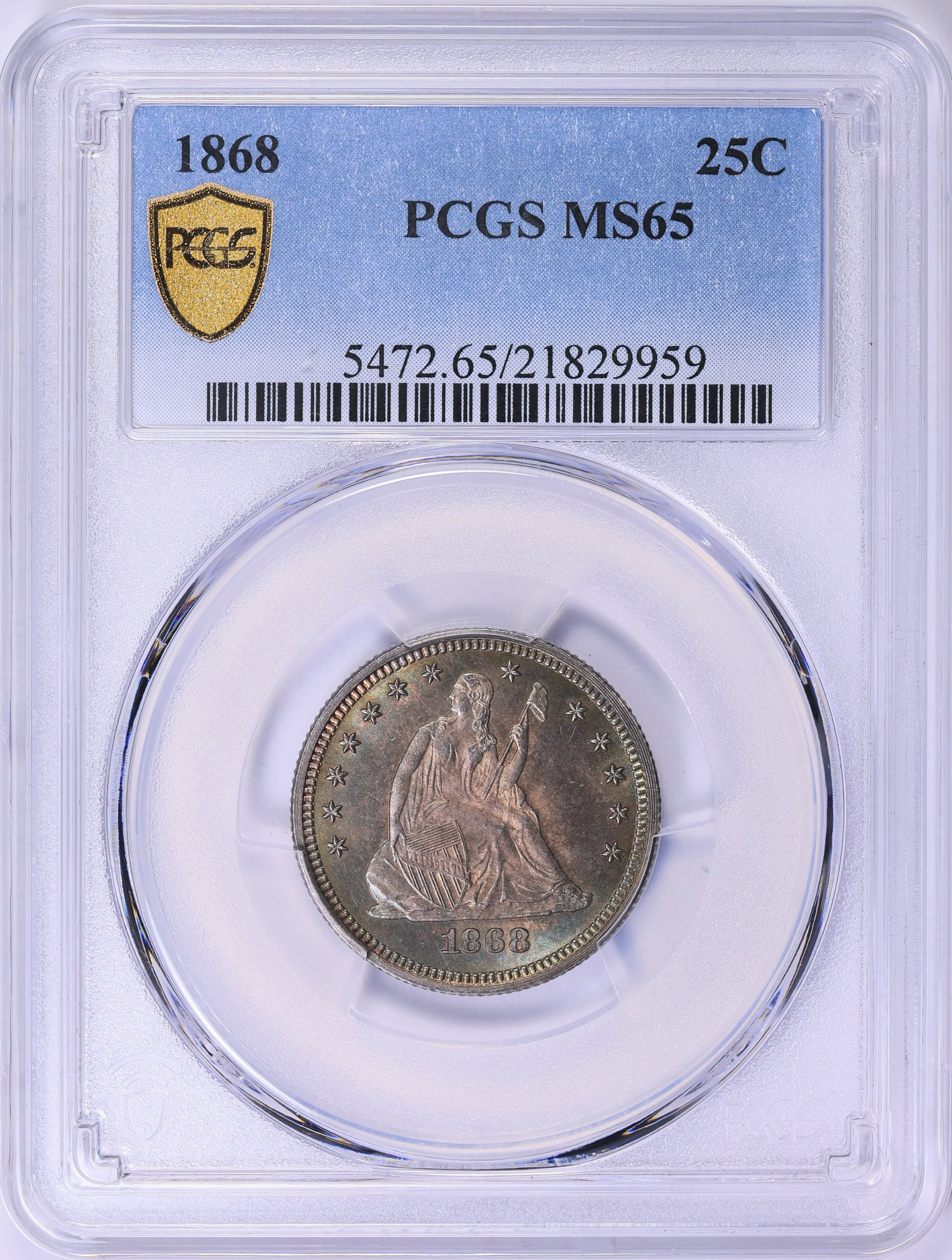 1868 Seated Liberty Quarter PCGS MS-65 (Toned) (Item 2001255