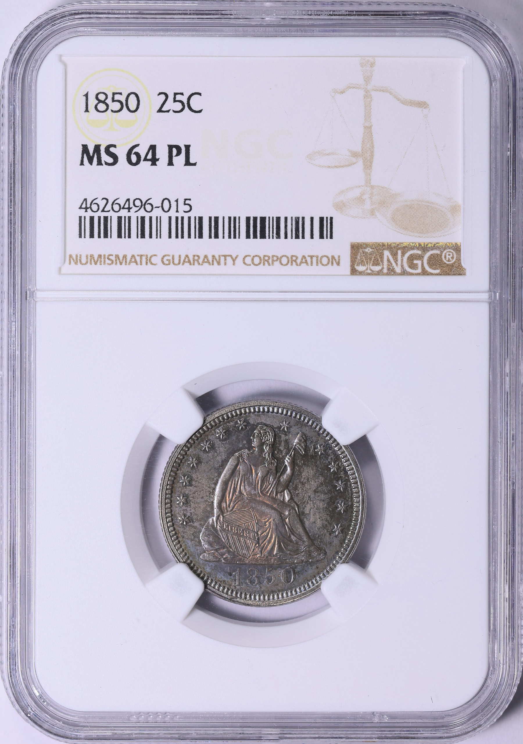 1850 Seated Liberty Quarter MPD FS-501 NGC MS-64 PL | NGC Cert
