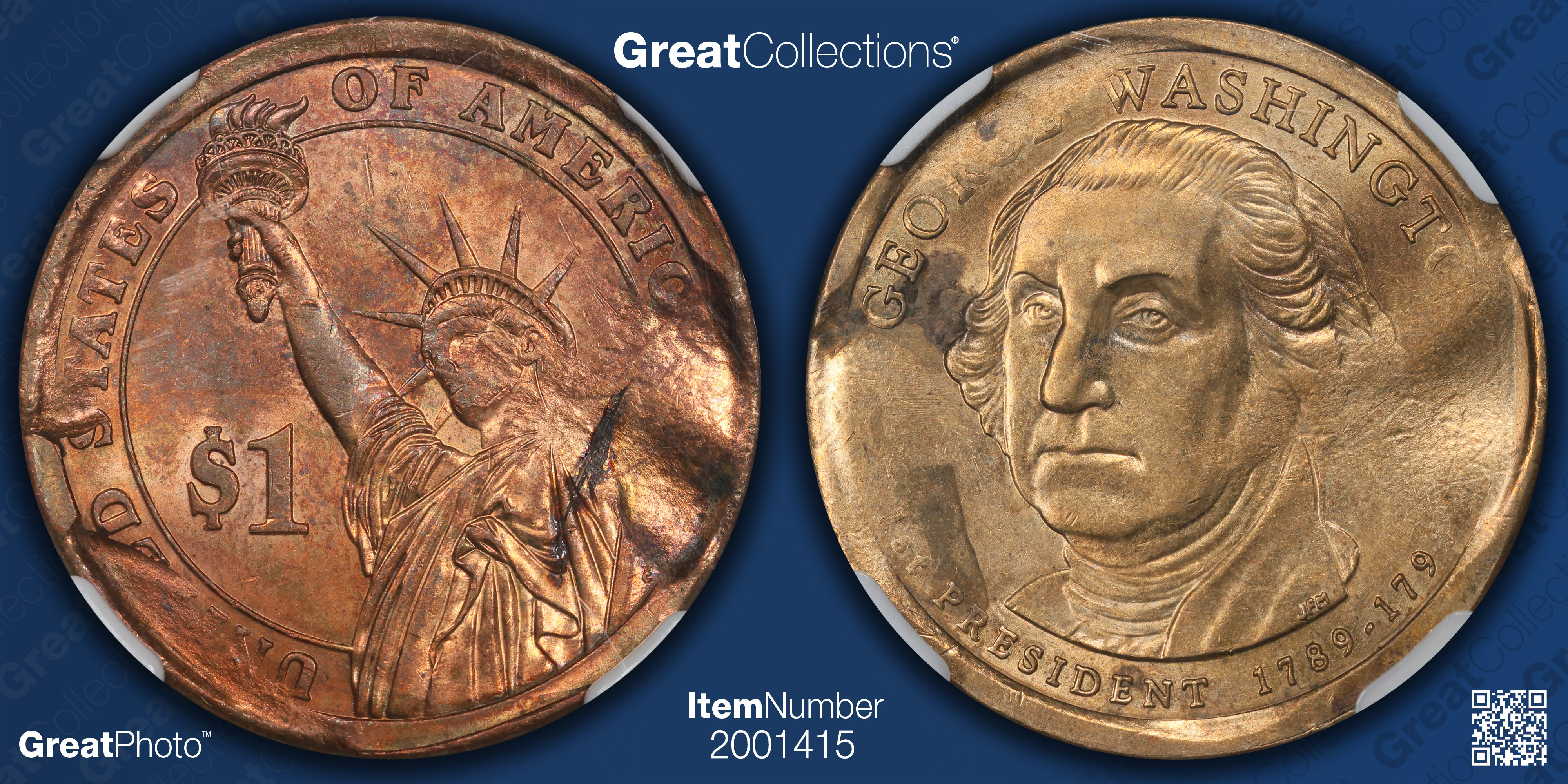 Mint Error 2007-P Presidential Dollar George Washington Reverse