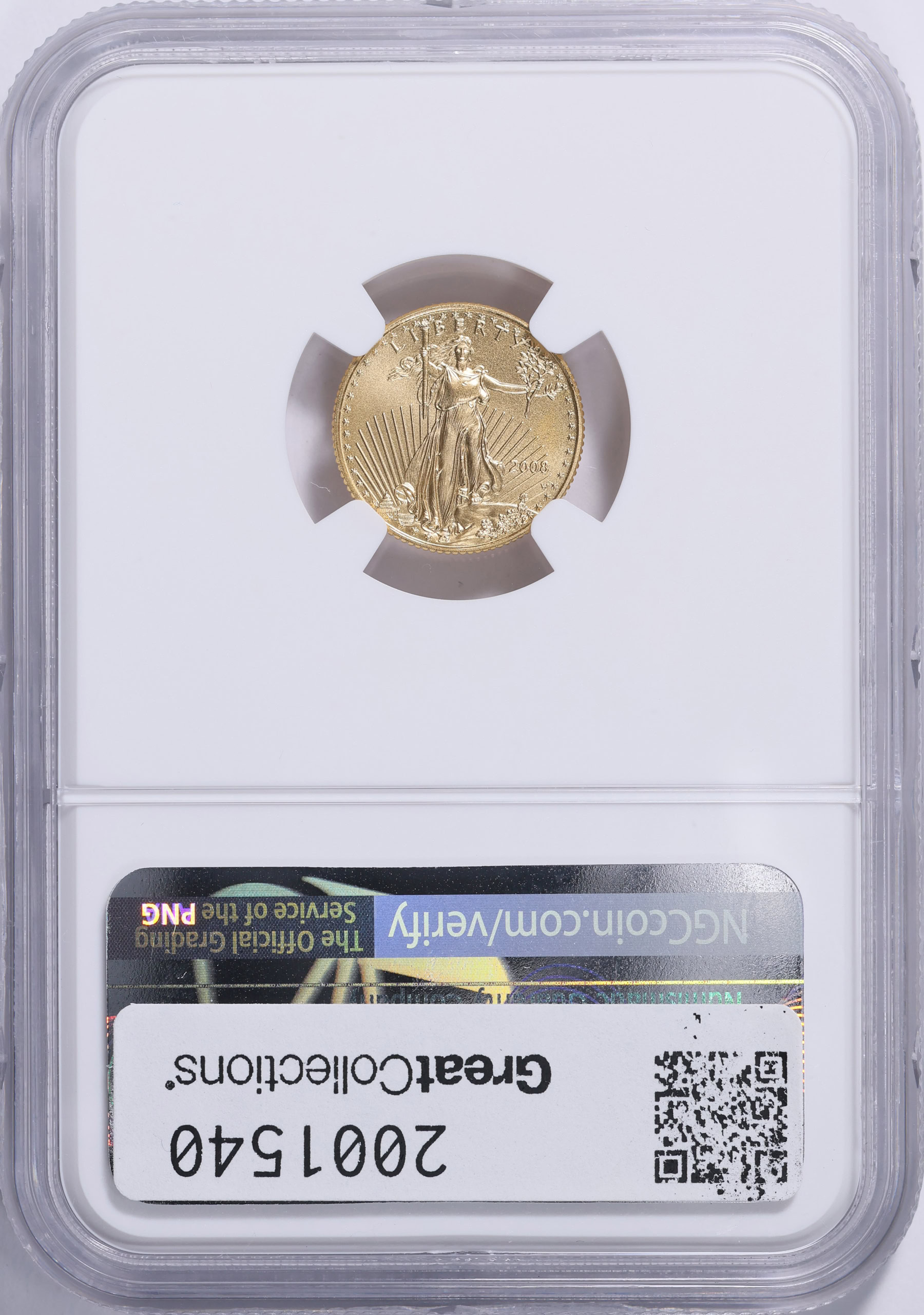 Mint Error 2008-W $5 Tenth-Ounce Gold American Eagle Burnished