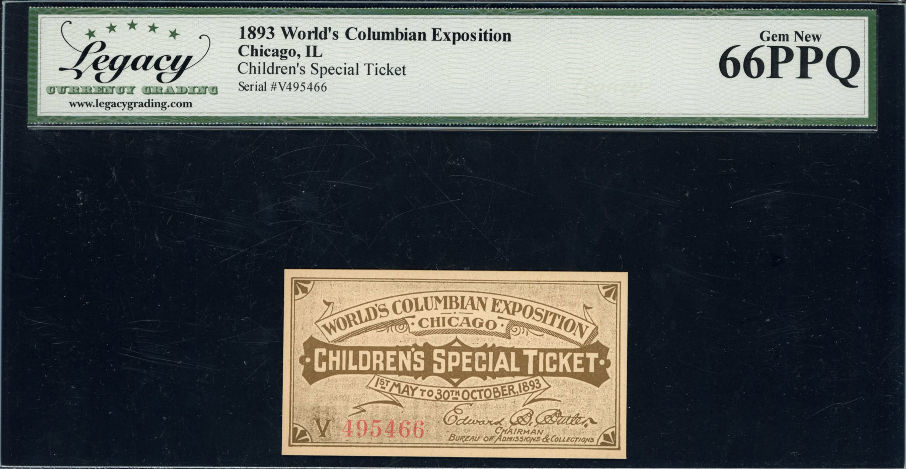 1893 Chicago World's Columbian Exposition Children's Special