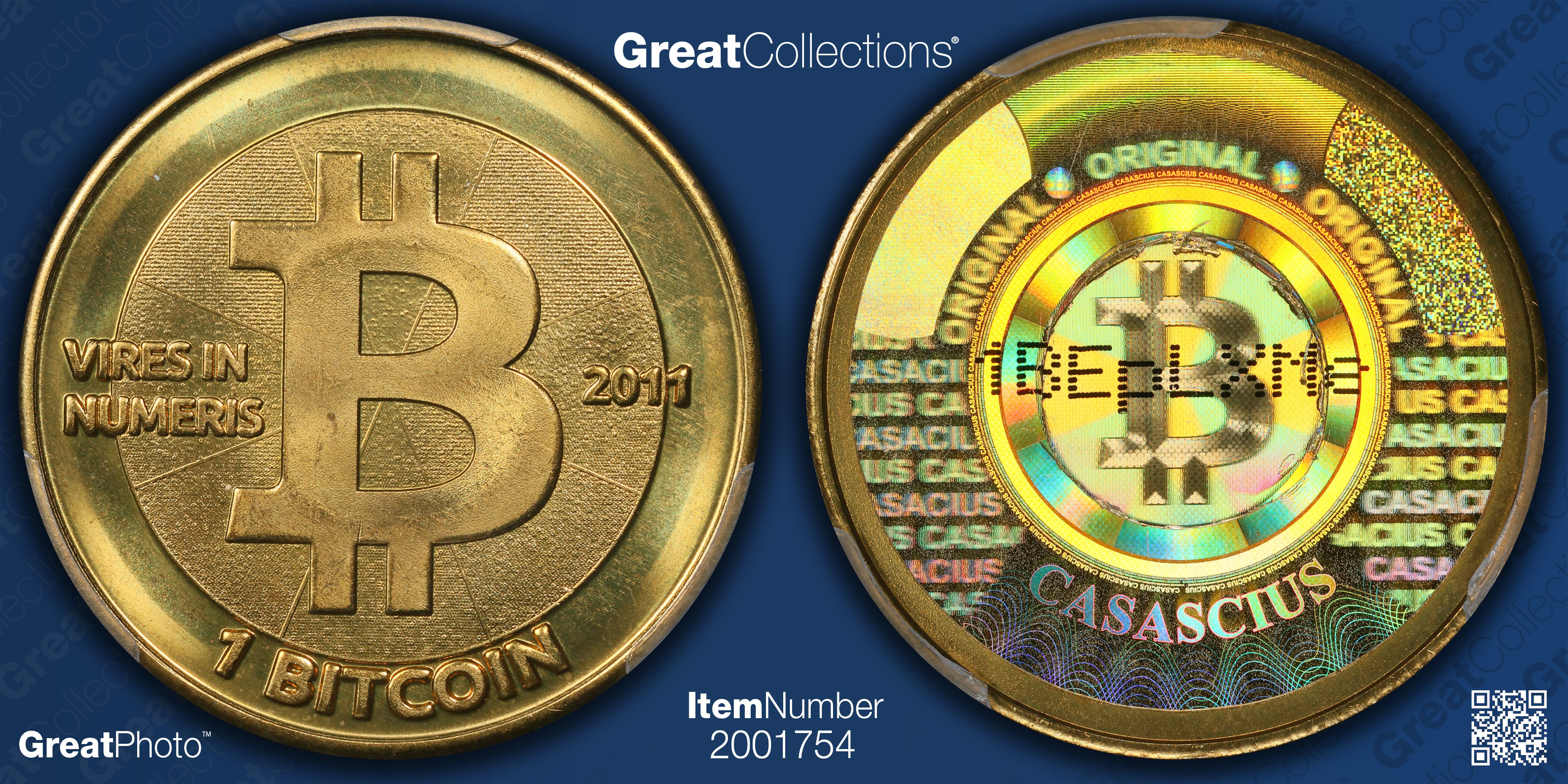 2011 1 BTC Casascius Bitcoin Token Redeemed PCGS MS-67 (Item