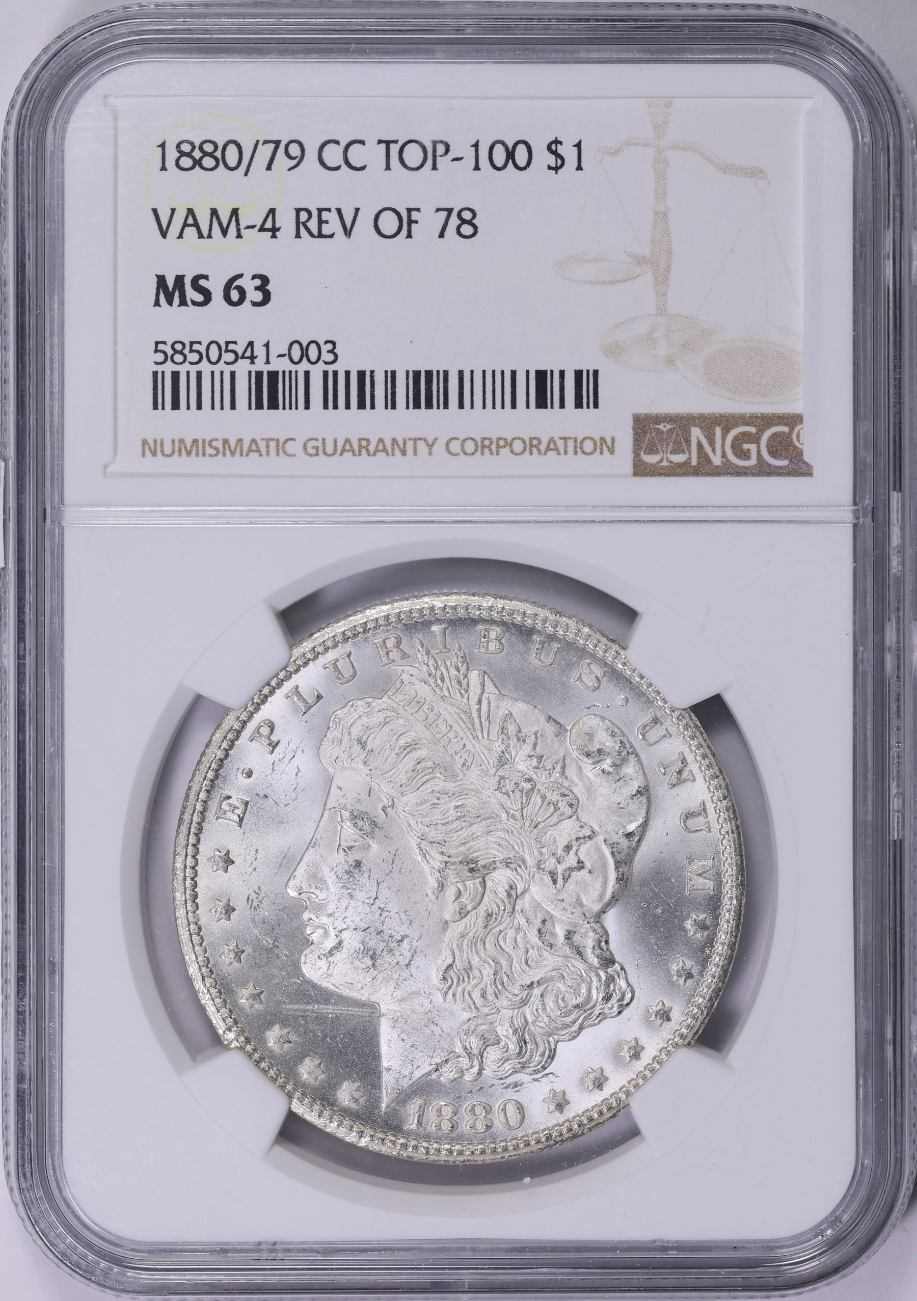 1880/79-CC Morgan Silver Dollar Reverse of 78 VAM-4 Top 100 NGC MS