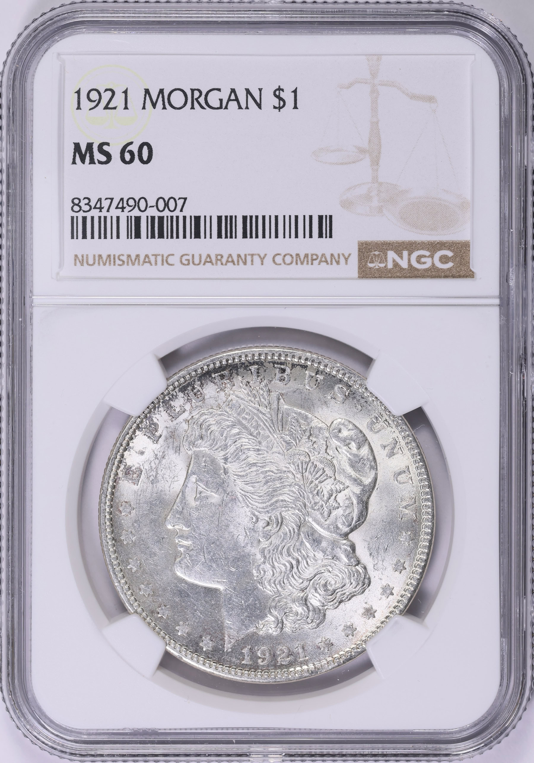 1921 Morgan Silver Dollar NGC MS-60 (Item 2001928
