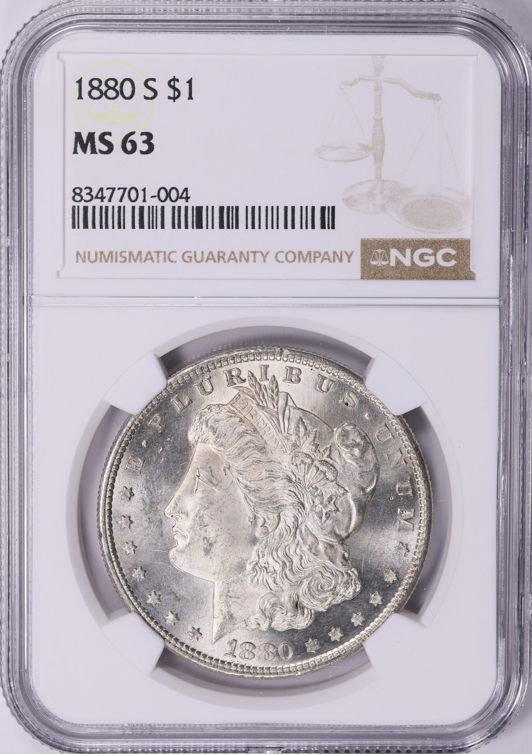 【1880-S アメリカ モルガンダラー NGC鑑定 MS64】 Certified Morgan Silver Dollar 1880-S MS64 NGC Toning (E) - Golden