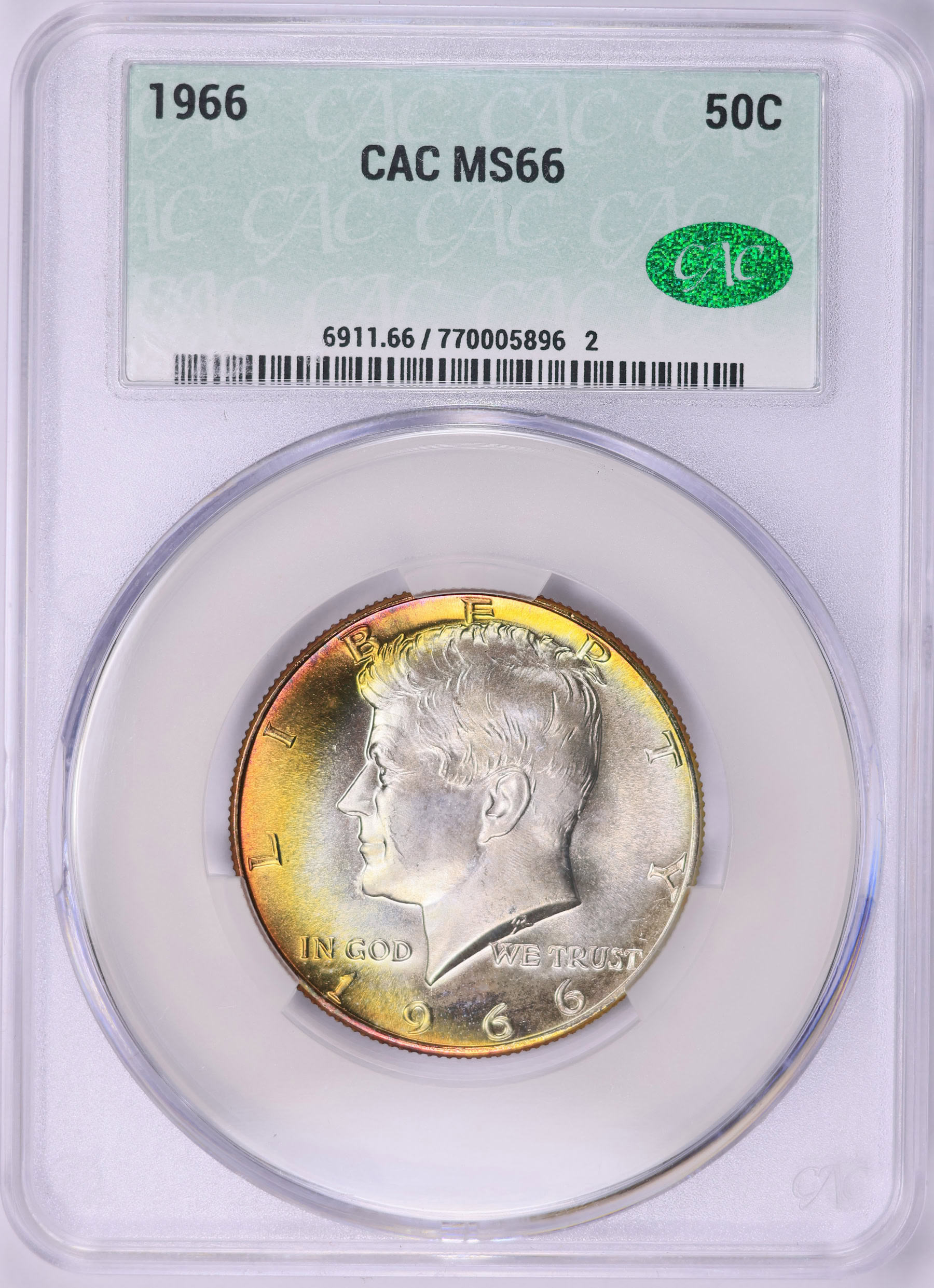 1966 Kennedy Half Dollar CACG MS-66 (Toned) (Item 2002581