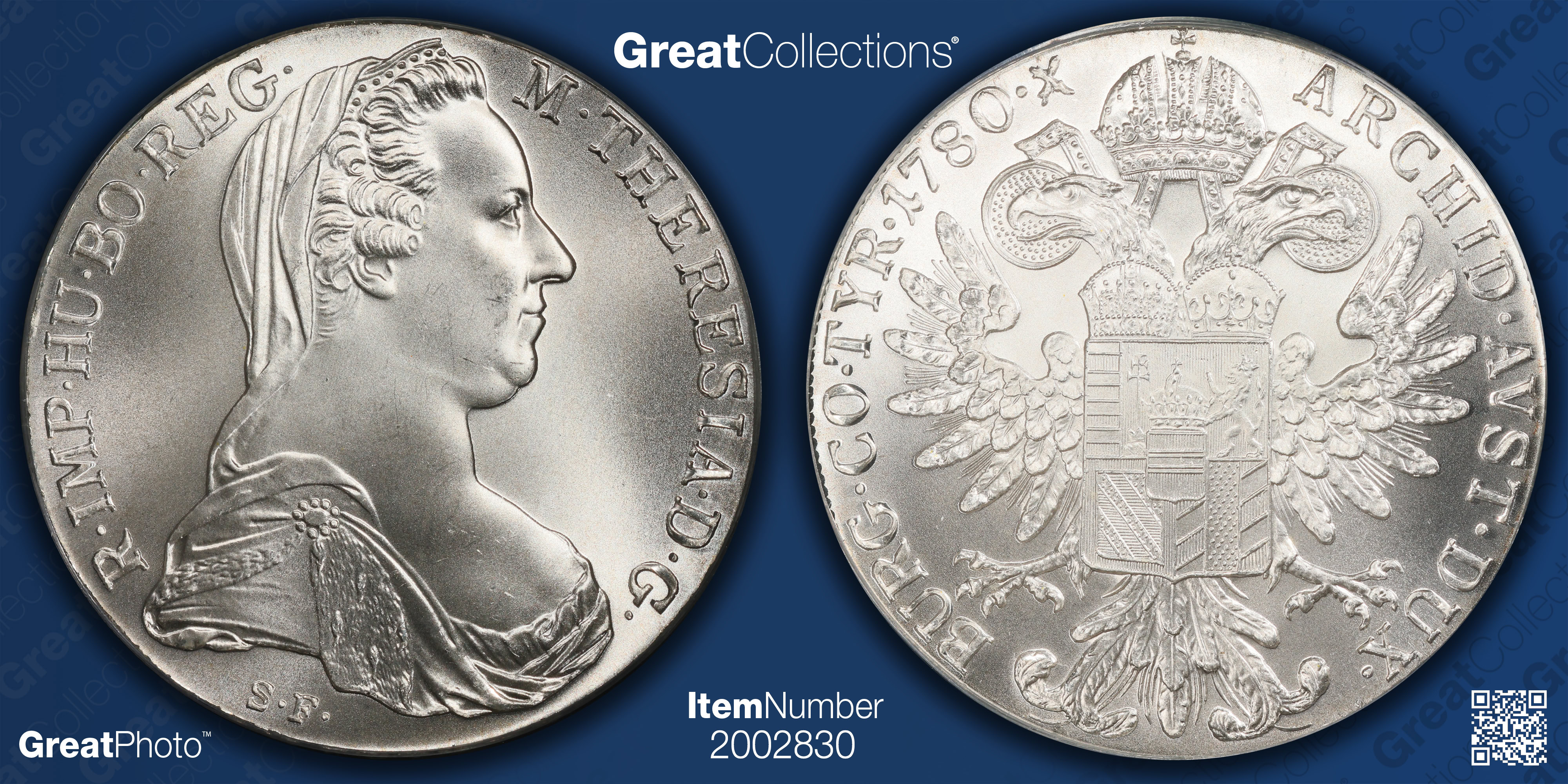 Austria 1780-S.F. Silver Thaler Modern Restrike (1853-Present