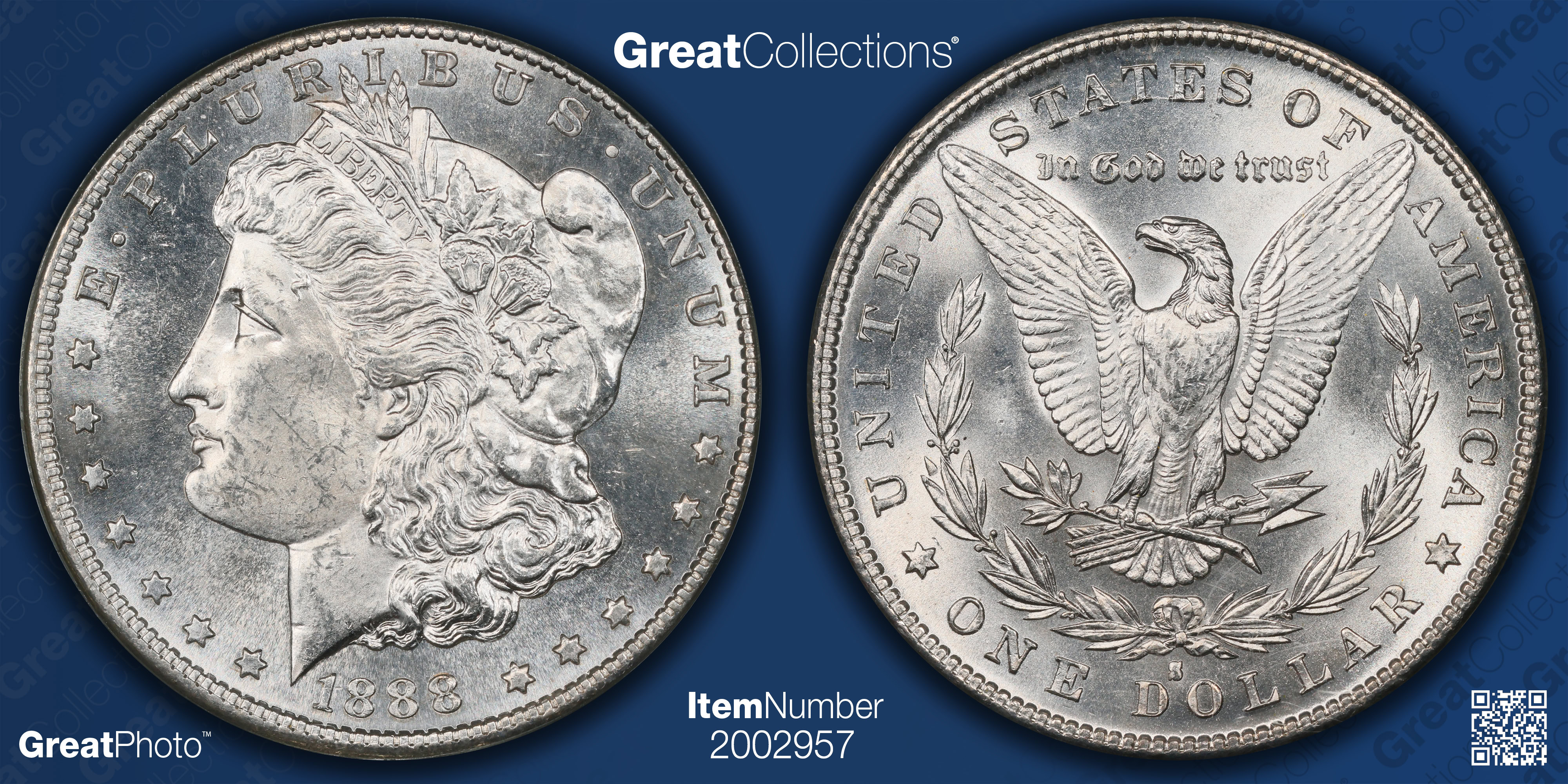 1888-S Morgan Silver Dollar PCGS MS-62 (CAC Green) OGH (Item