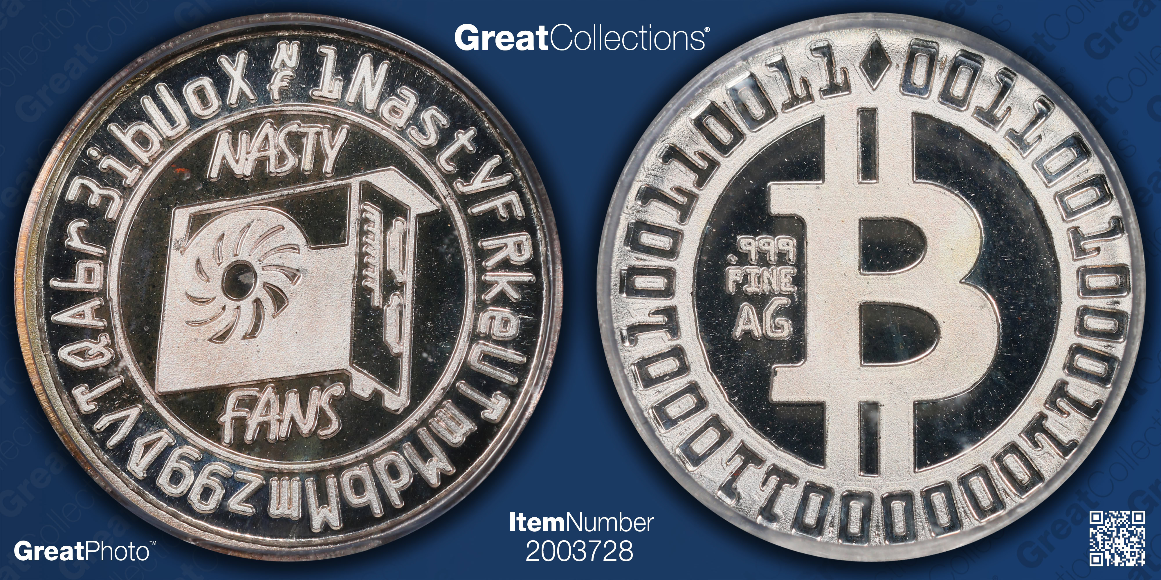 ND (2013) Silver Nasty Mining Bitcoin Nasty Fans Round ICG MS-69 PL | ICG  Cert #1633660801 | GreatCollections Coin Auctions Item #2003728