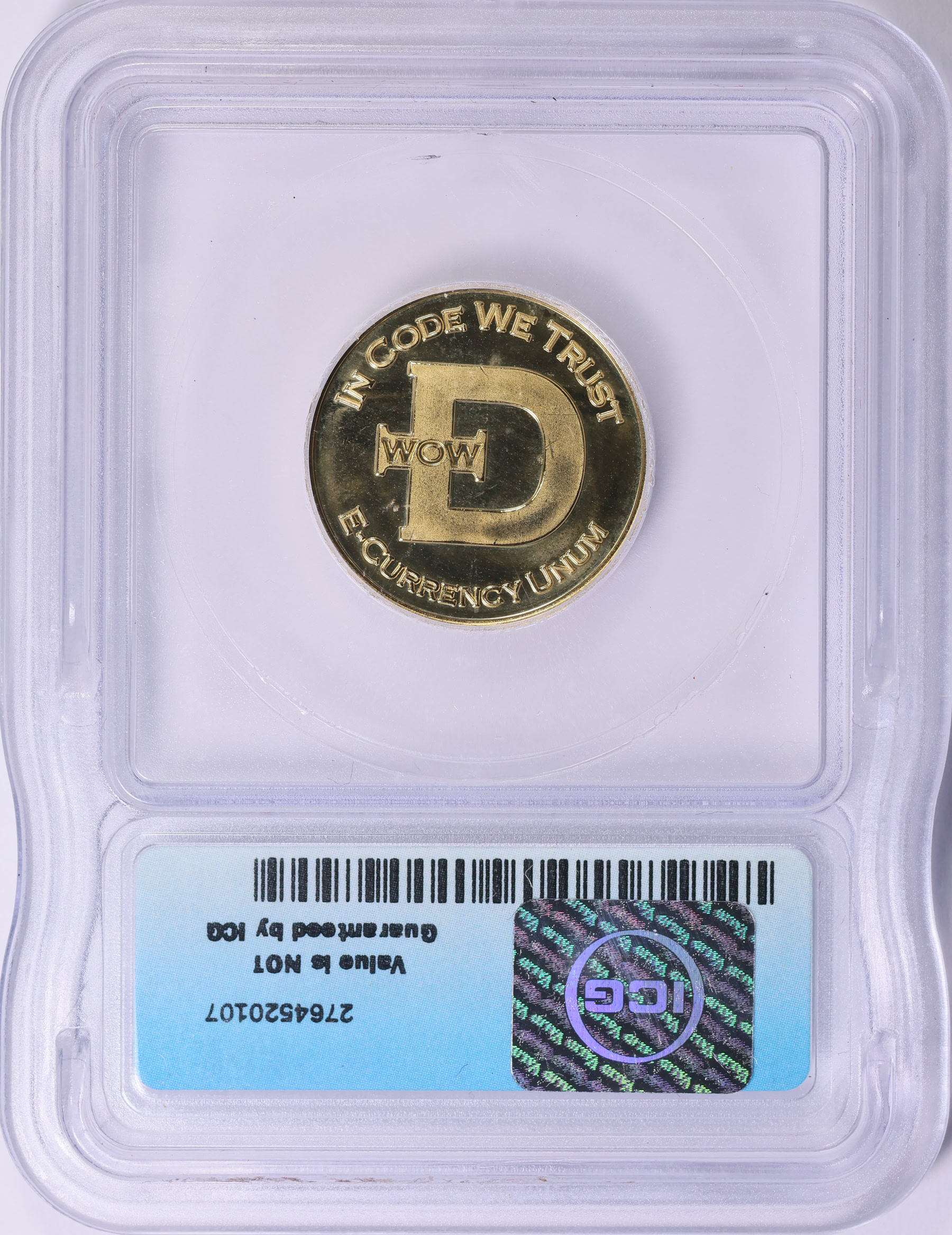 2021-SI Brass Bitcoin Penny Dogecoin Round ICG MS-66 PL | ICG Cert  #2764520107 | GreatCollections Coin Auctions Item #2003732