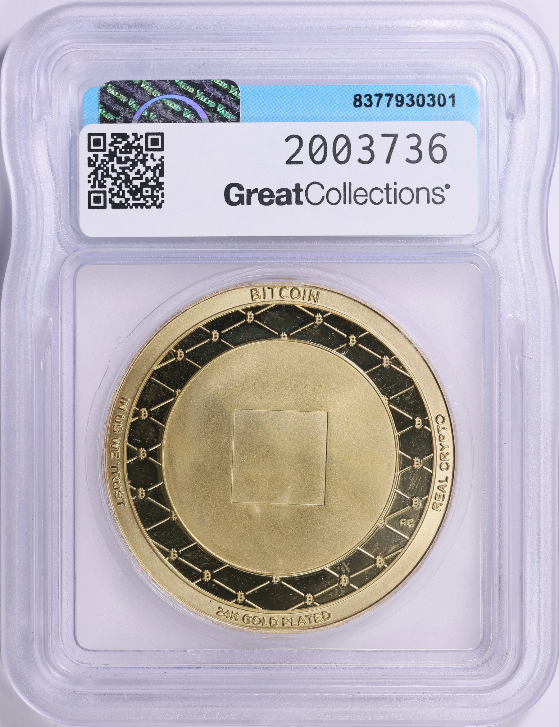 ND Gilt Real Crypto Redeemed Round ICG MS-65 PL | ICG Cert #8377930301 |  GreatCollections Coin Auctions Item #2003736