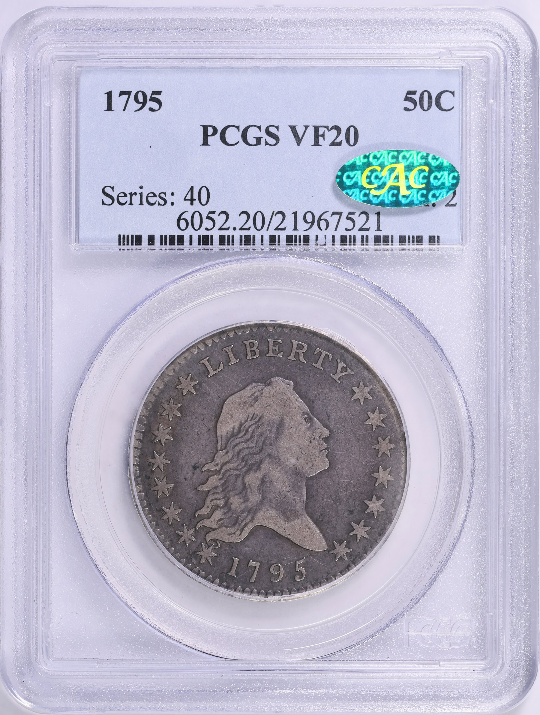 1795 Flowing Hair Half Dollar PCGS VF-20 (CAC Green) (Item 2003737