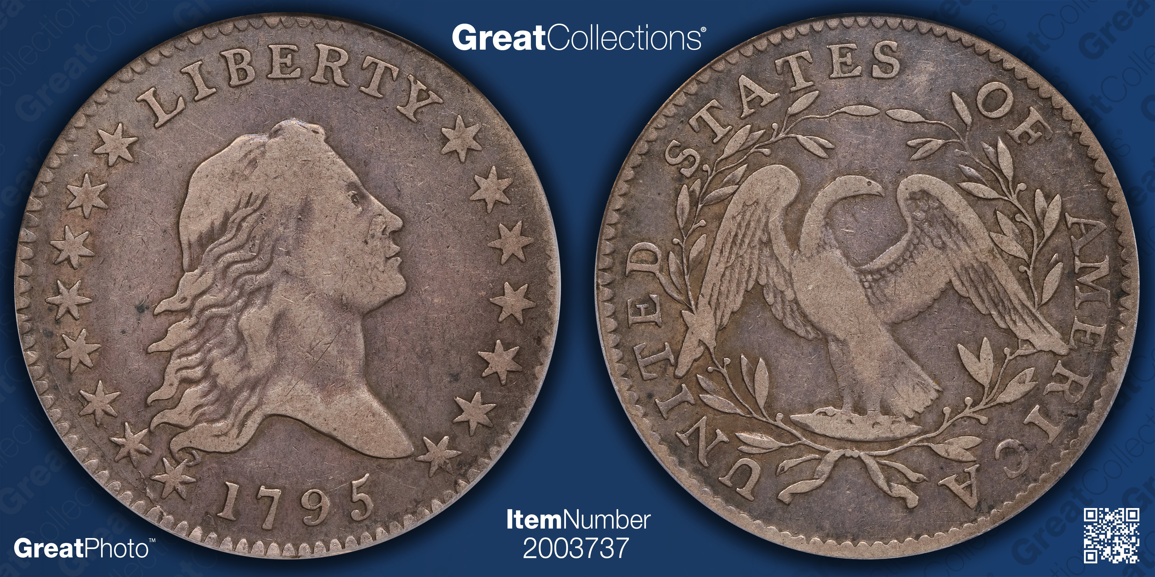 1795 Flowing Hair Half Dollar PCGS VF-20 (CAC Green) (Item 2003737