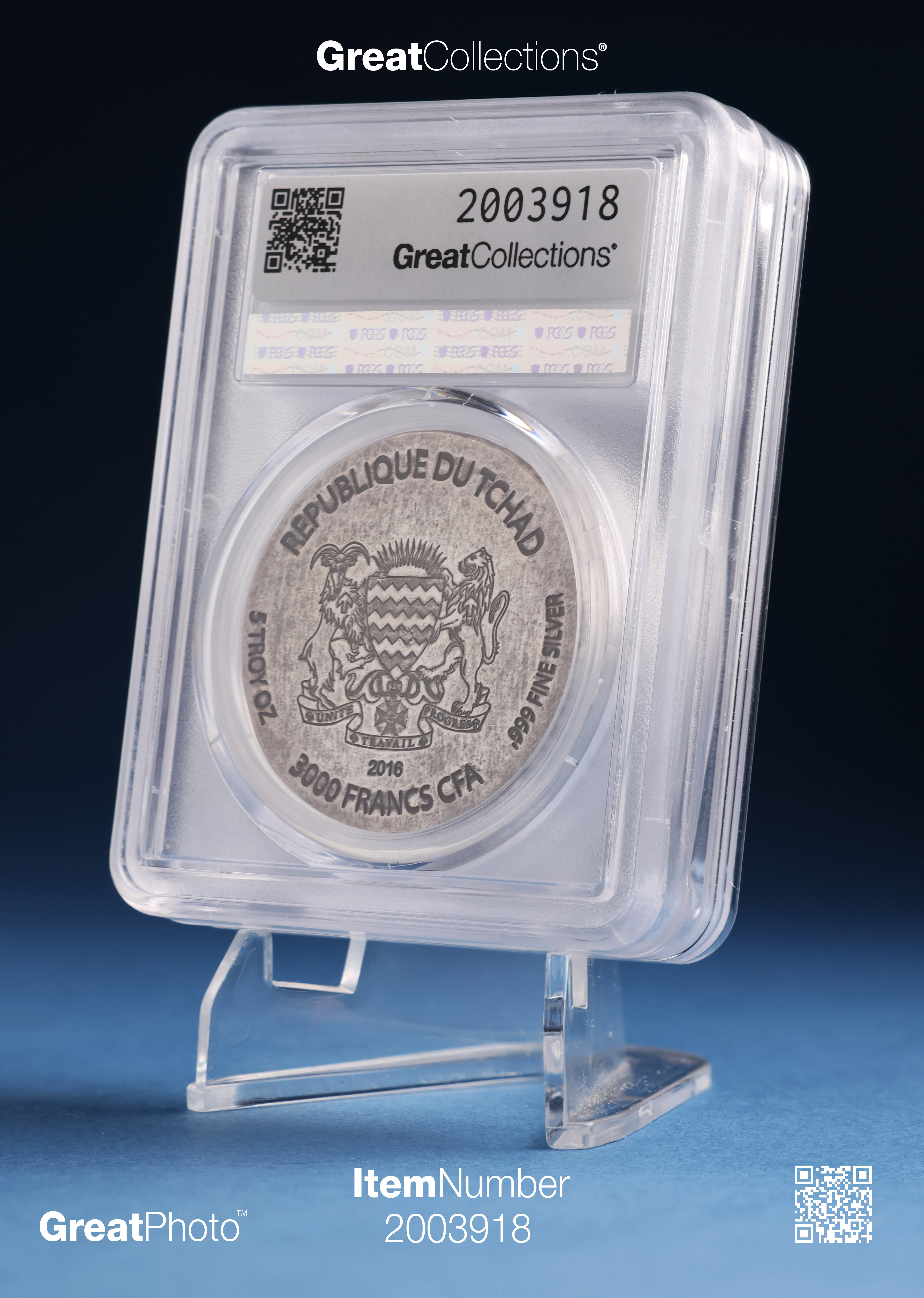Chad 2016 Silver 3,000 Francs Egyptian Relic King Tutankhamun PCGS MS ...