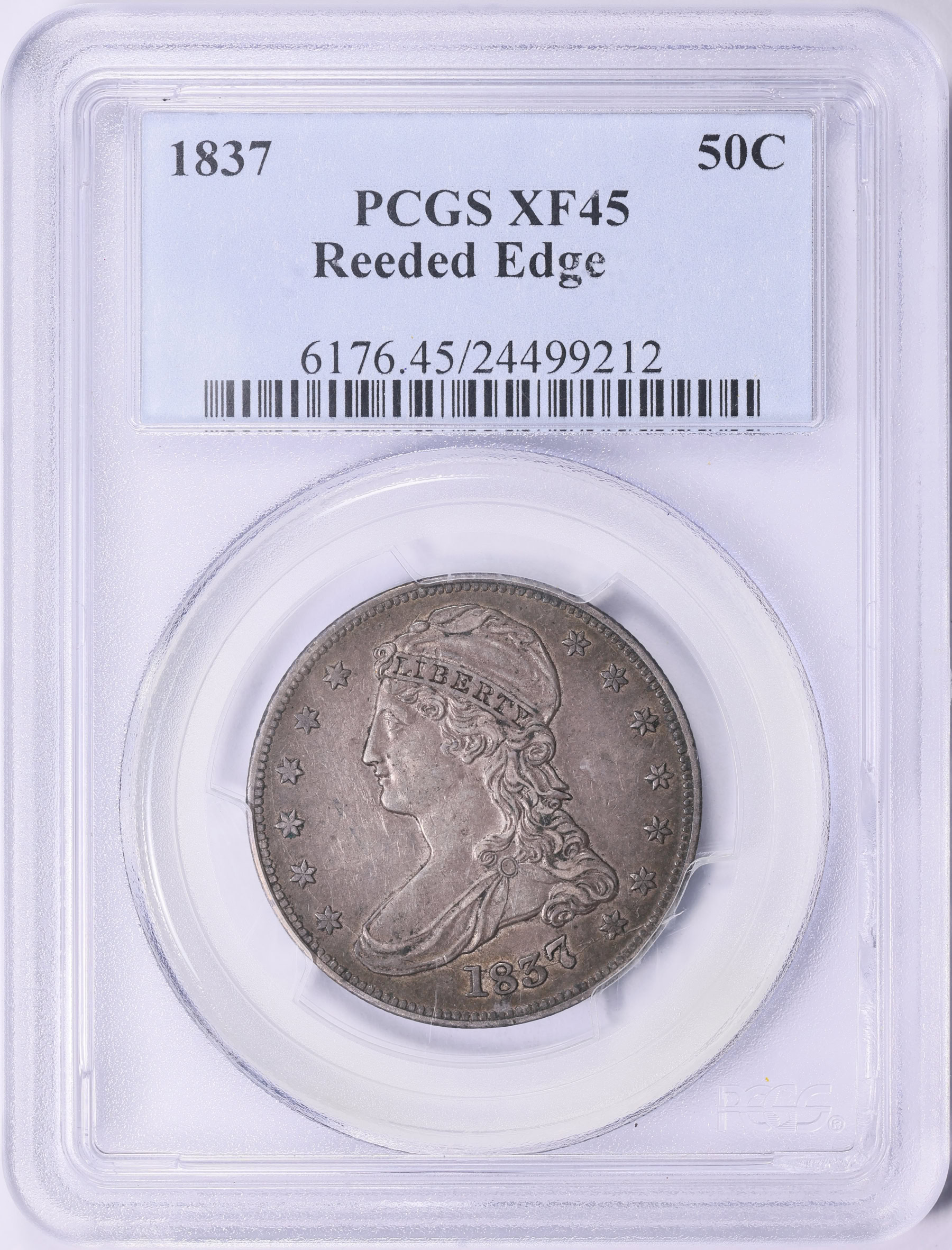 Horizontal Reeded Coin 1837 Capped Bust Half Dollar Reeded Edge PCGS XF-45 (Item 2005138 ...
