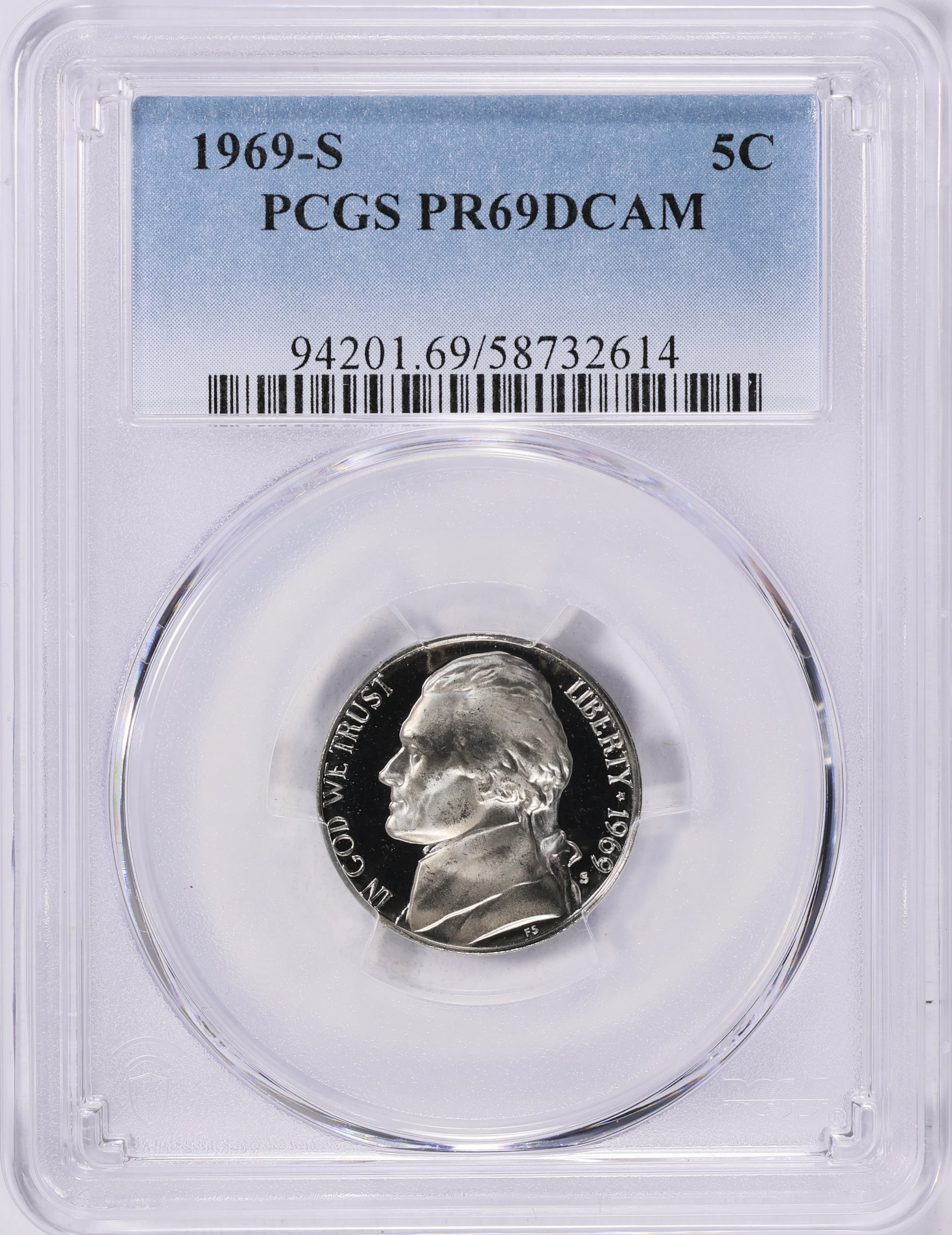 1969-S Jefferson Nickel PCGS Proof-69 DCAM (Item 2005216