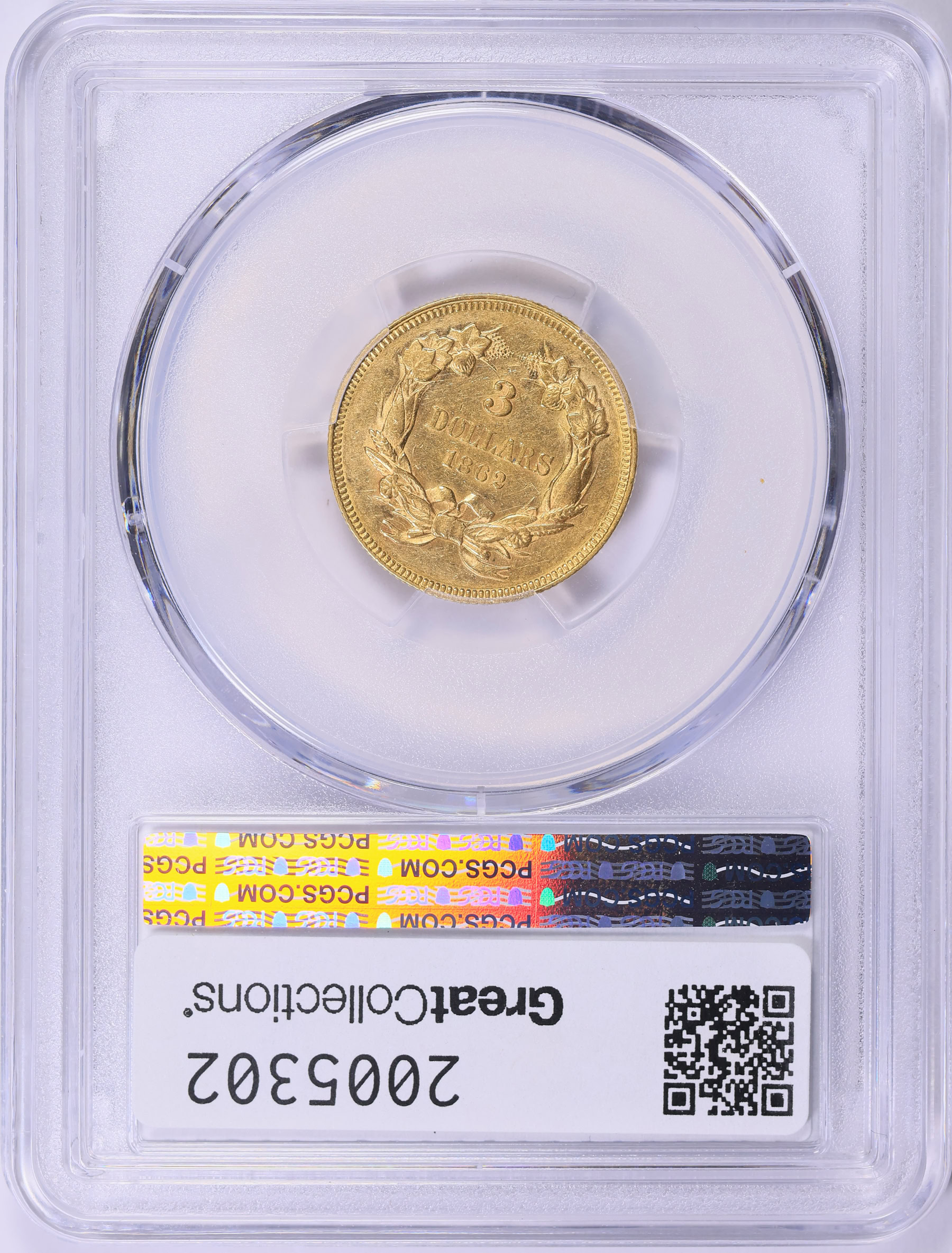 1862 Three-Dollar Gold Piece PCGS AU-55 (Item 2005302