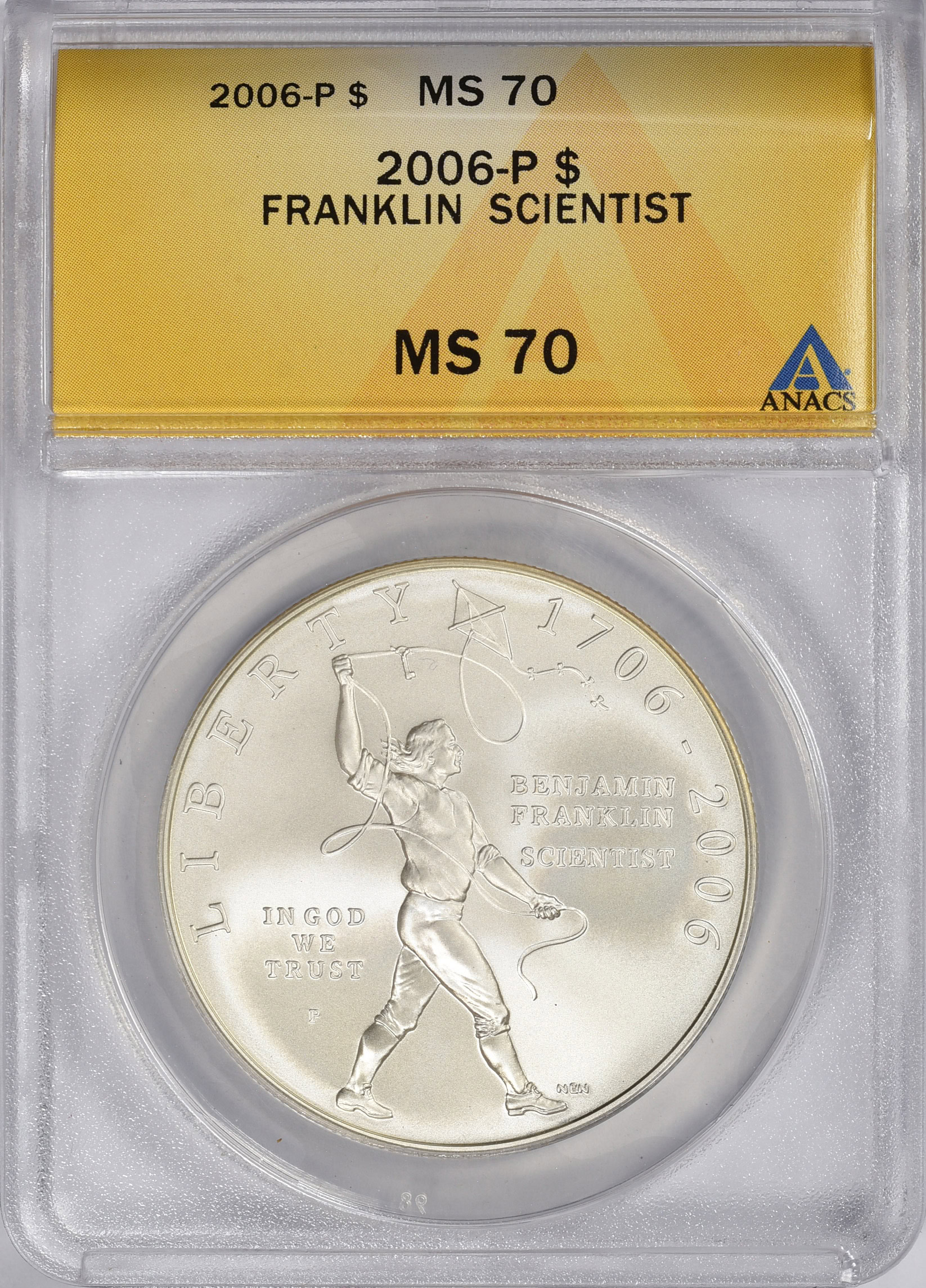 2006-P Benjamin Franklin Tercentenary Scientist Silver Dollar