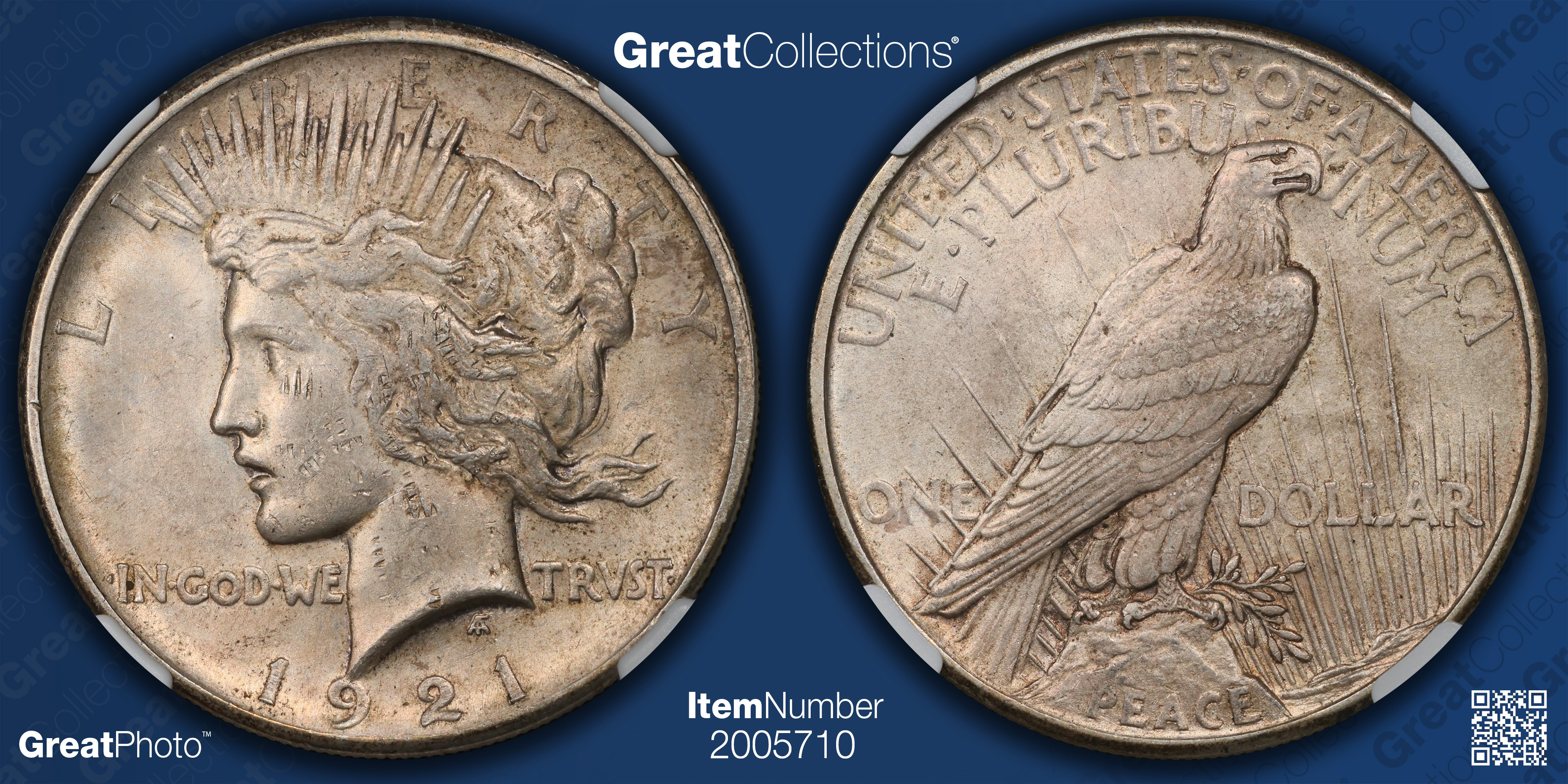 1921 Peace Silver Dollar High Relief NGC MS-60 (Item 2005710