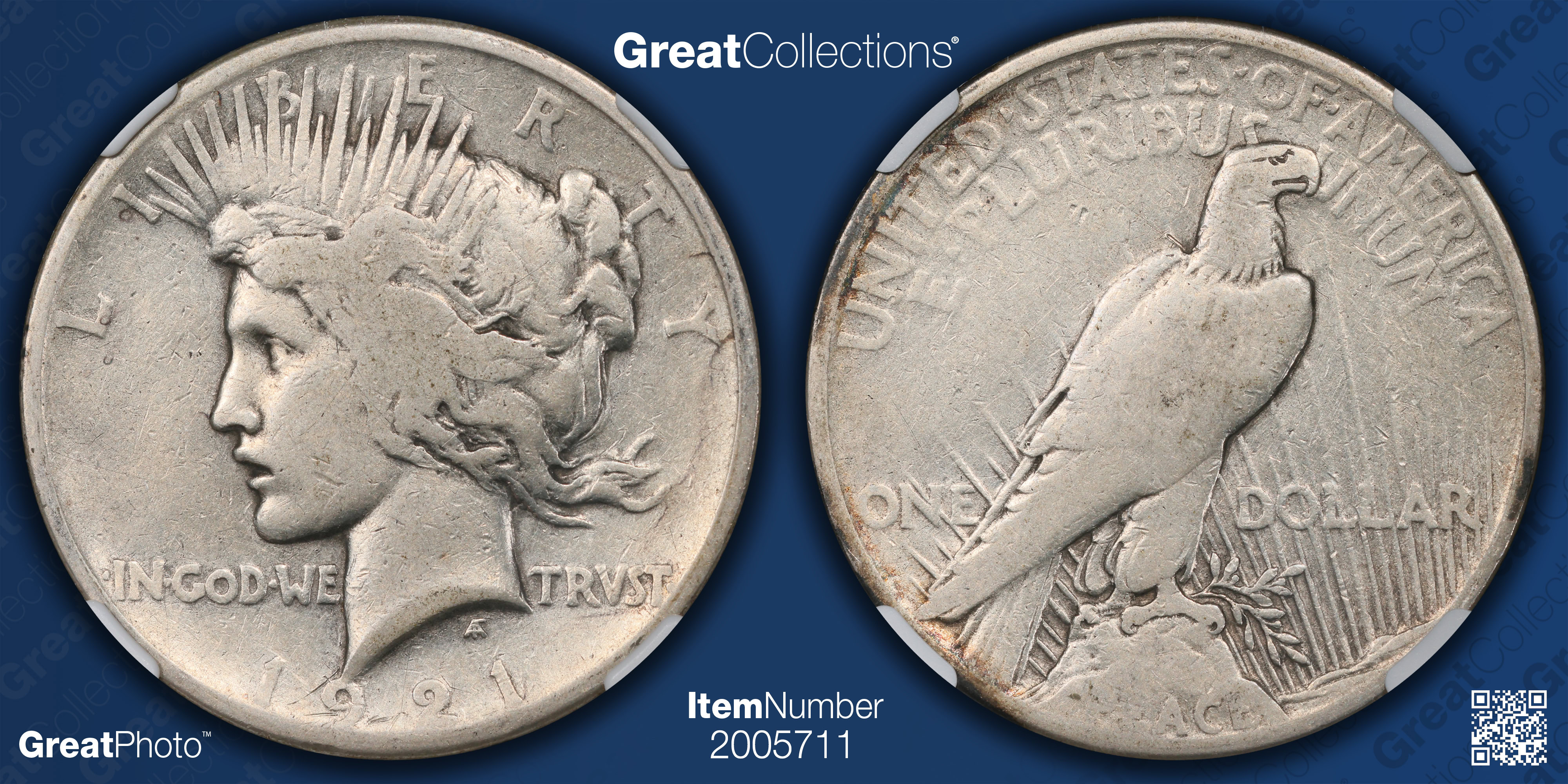 1921 Peace Silver Dollar High Relief NGC VG-08 (Item 2005711