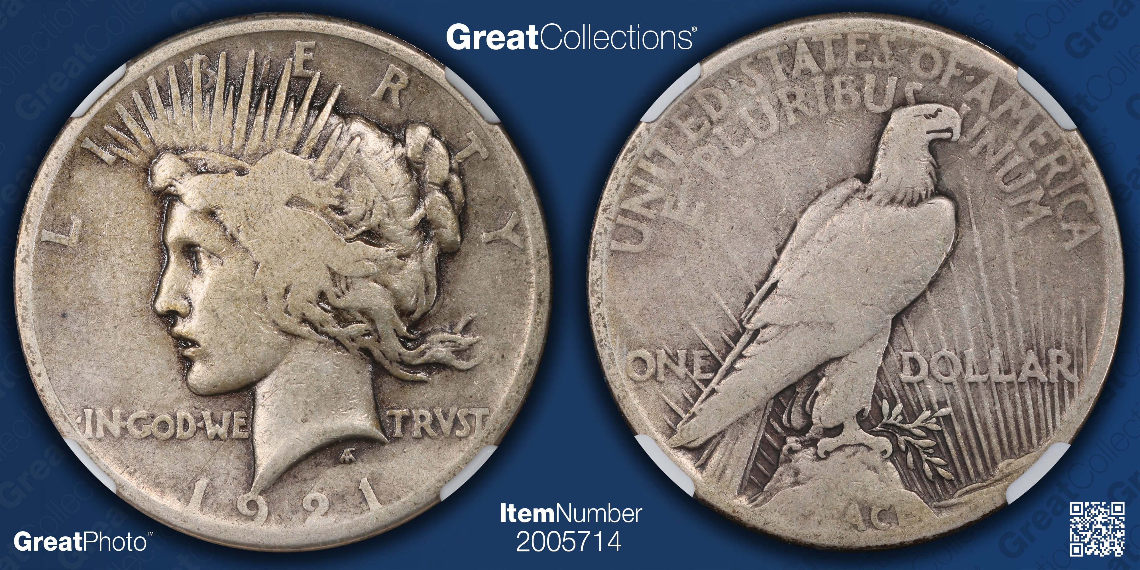 1921 Peace Silver Dollar High Relief NGC F-15 (Item 2005714