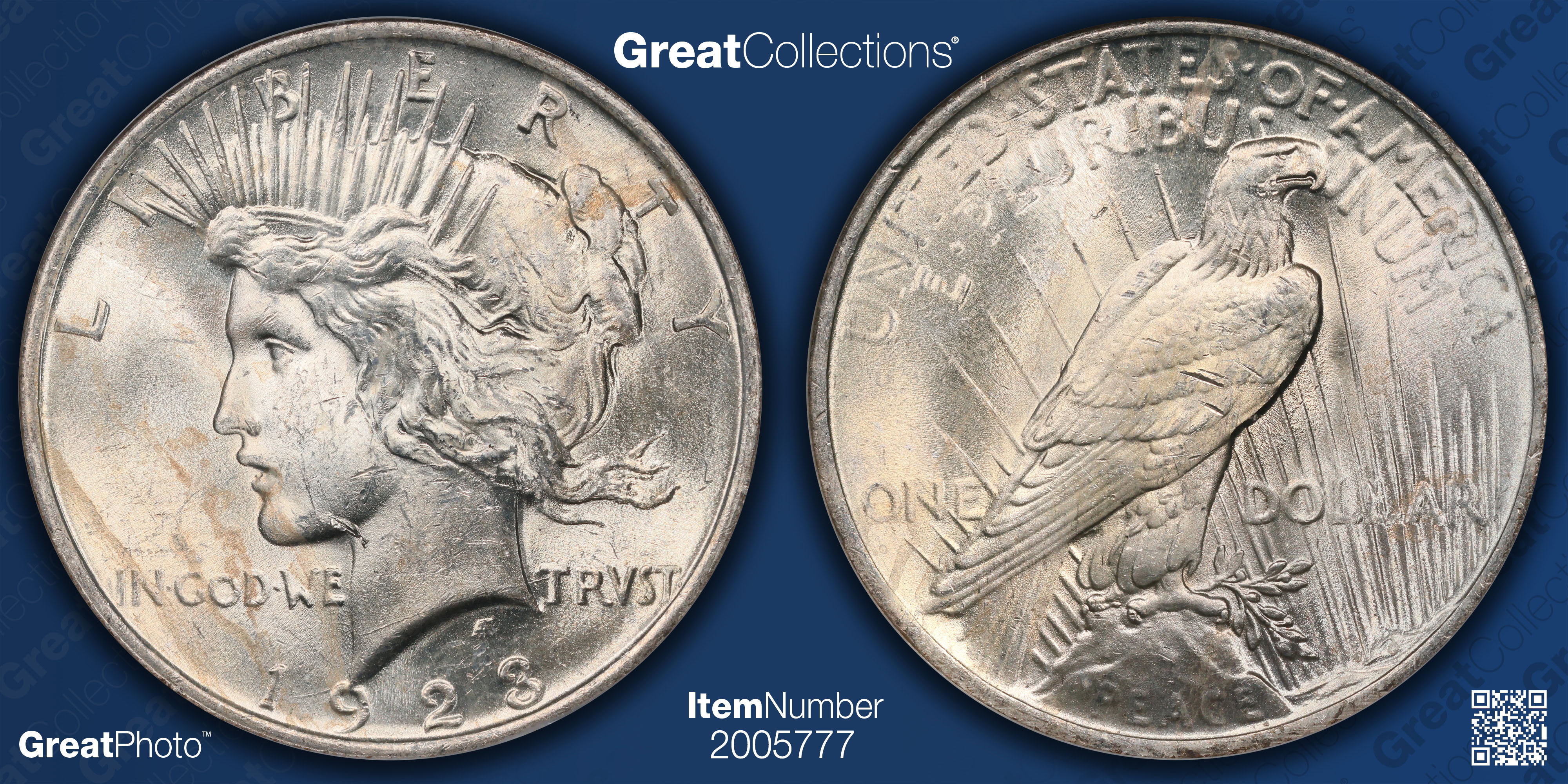 1923 Peace Silver Dollar Whisker Jaw VAM-1A *Top 50* NGC MS-63