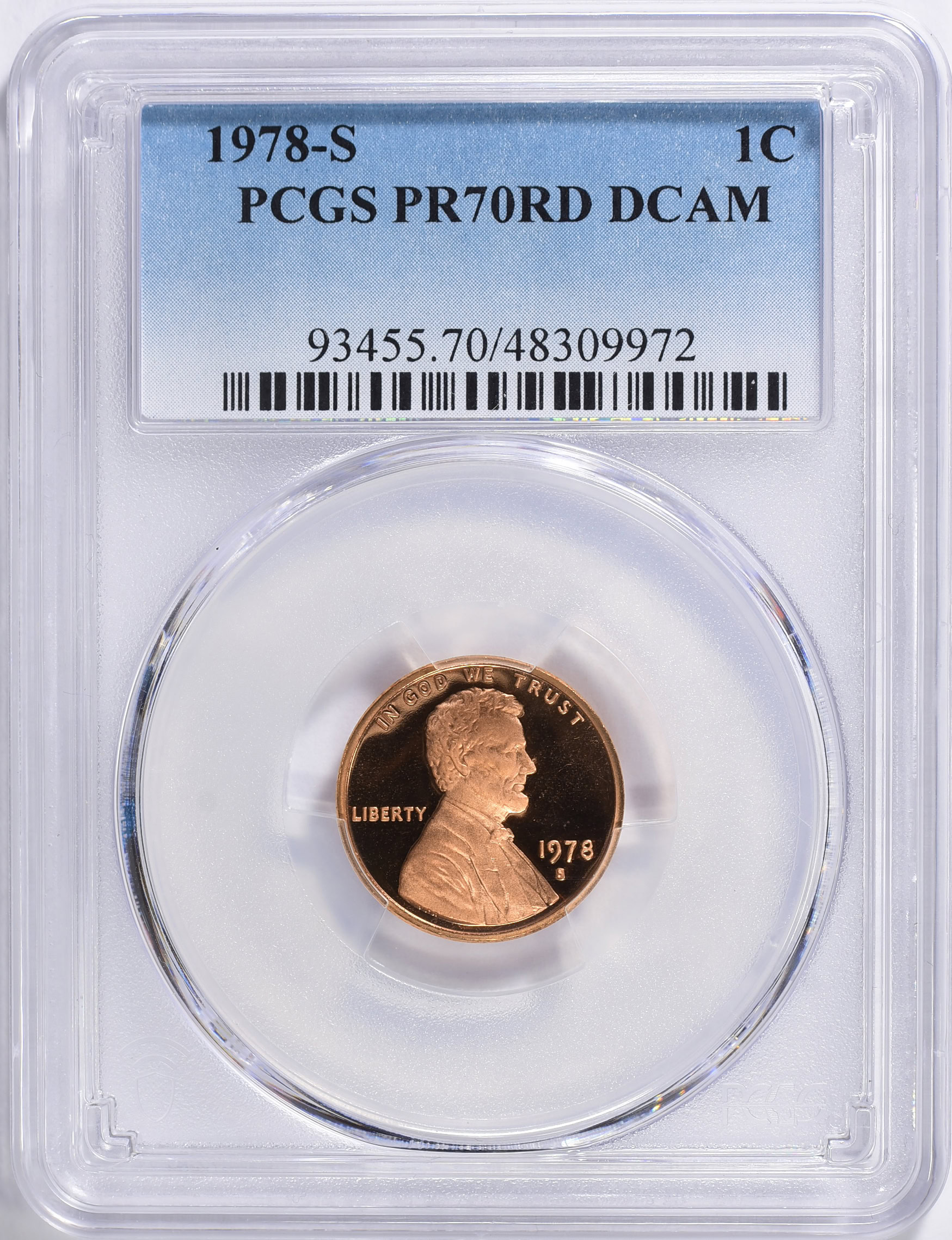 1978-S Lincoln Cent PCGS Proof-70 RD DCAM (Item 2006033