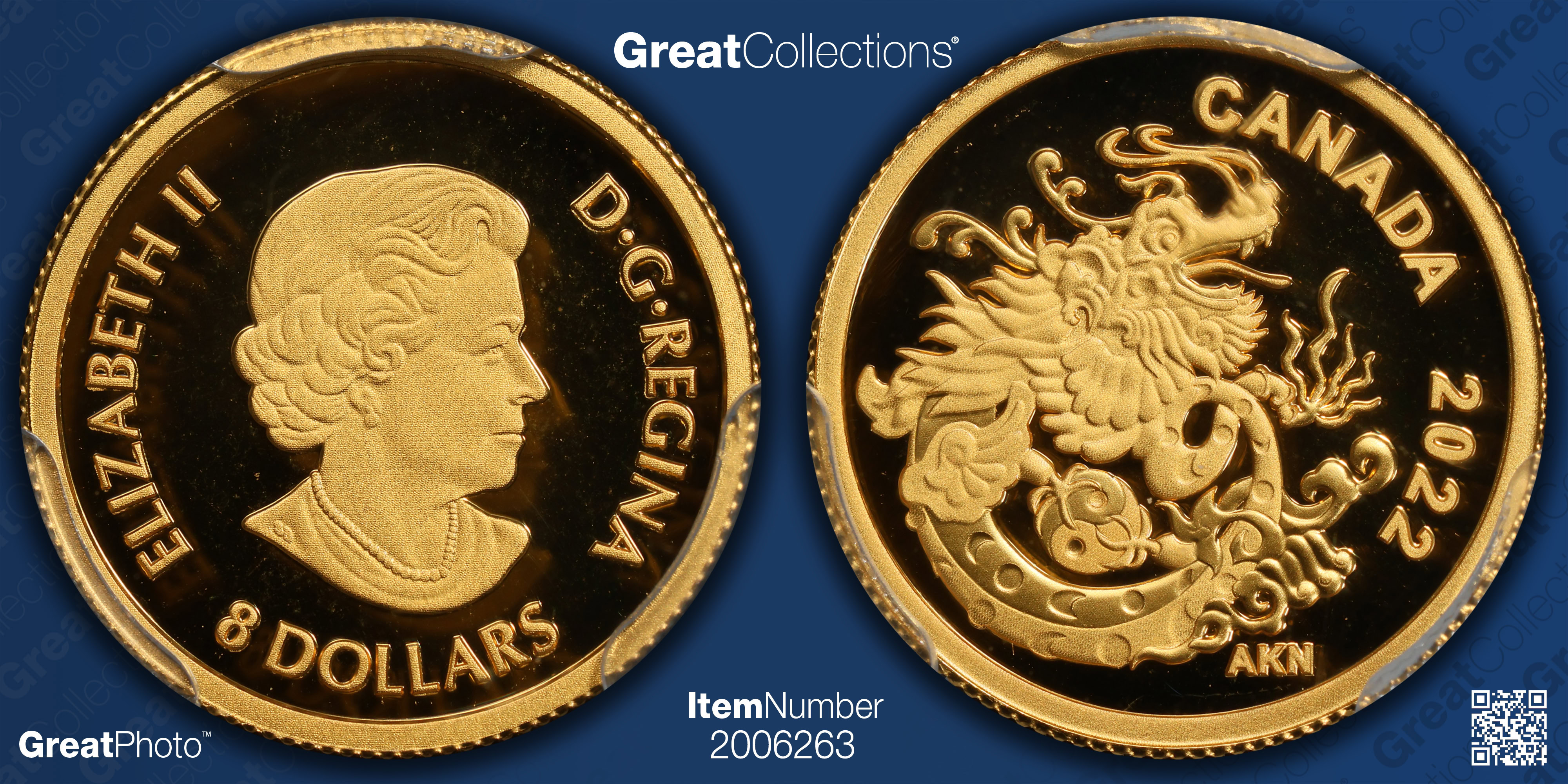 Canada 2022 Gold $8 Earth Dragon KM-3207 First Day of Issue PCGS