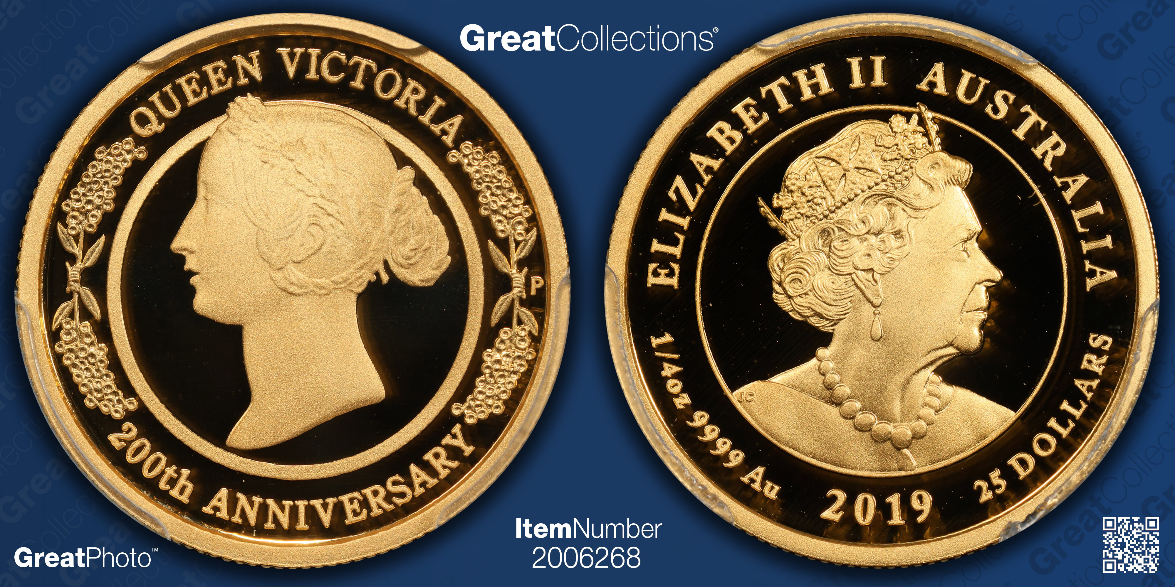 Australia 2019-P Gold $25 Birth of Queen Victoria 200th