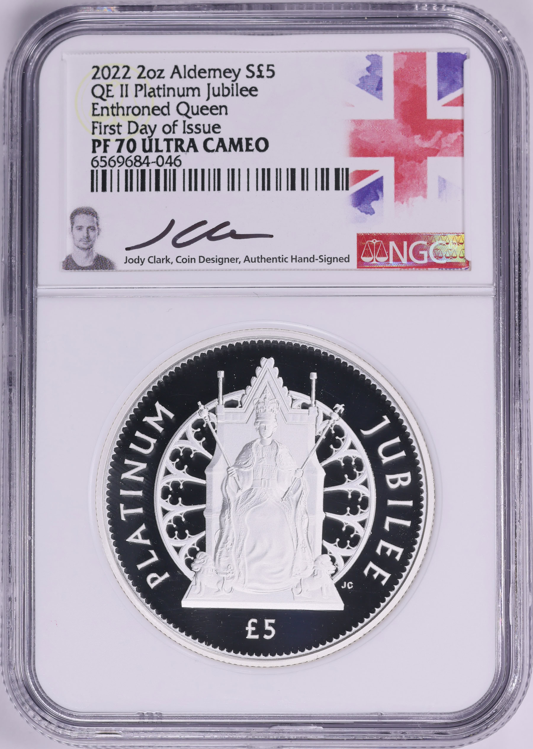 Alderney 2022 Silver £5 Queen Elizabeth II's Platinum Jubilee KM