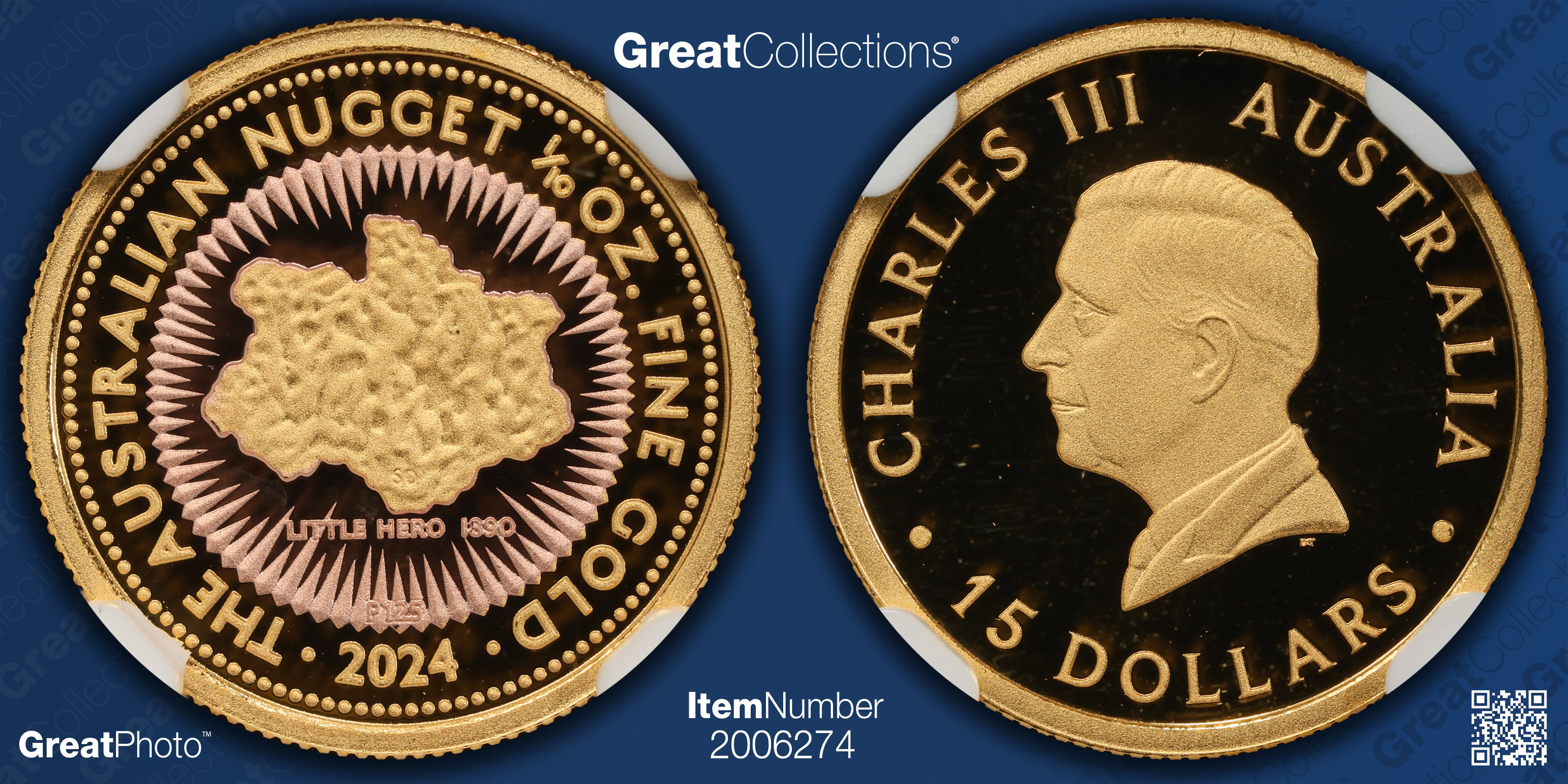 Australia 2024-P125 Rose Gilt Gold $15 Nugget Little Hero NGC
