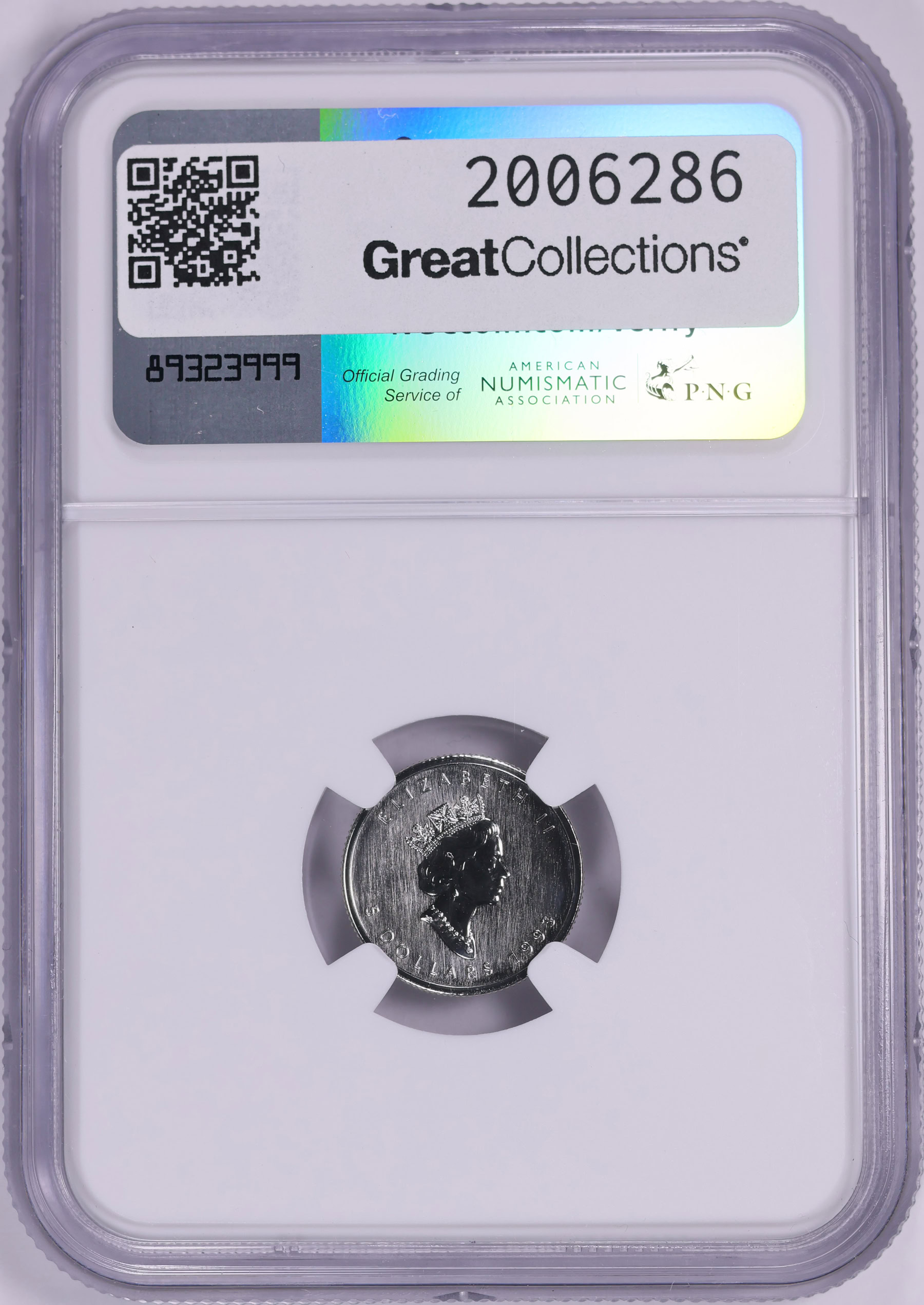 Canada 1993 Platinum $5 Maple Leaf KM-192 NGC MS-70 (APtW = 0.0999