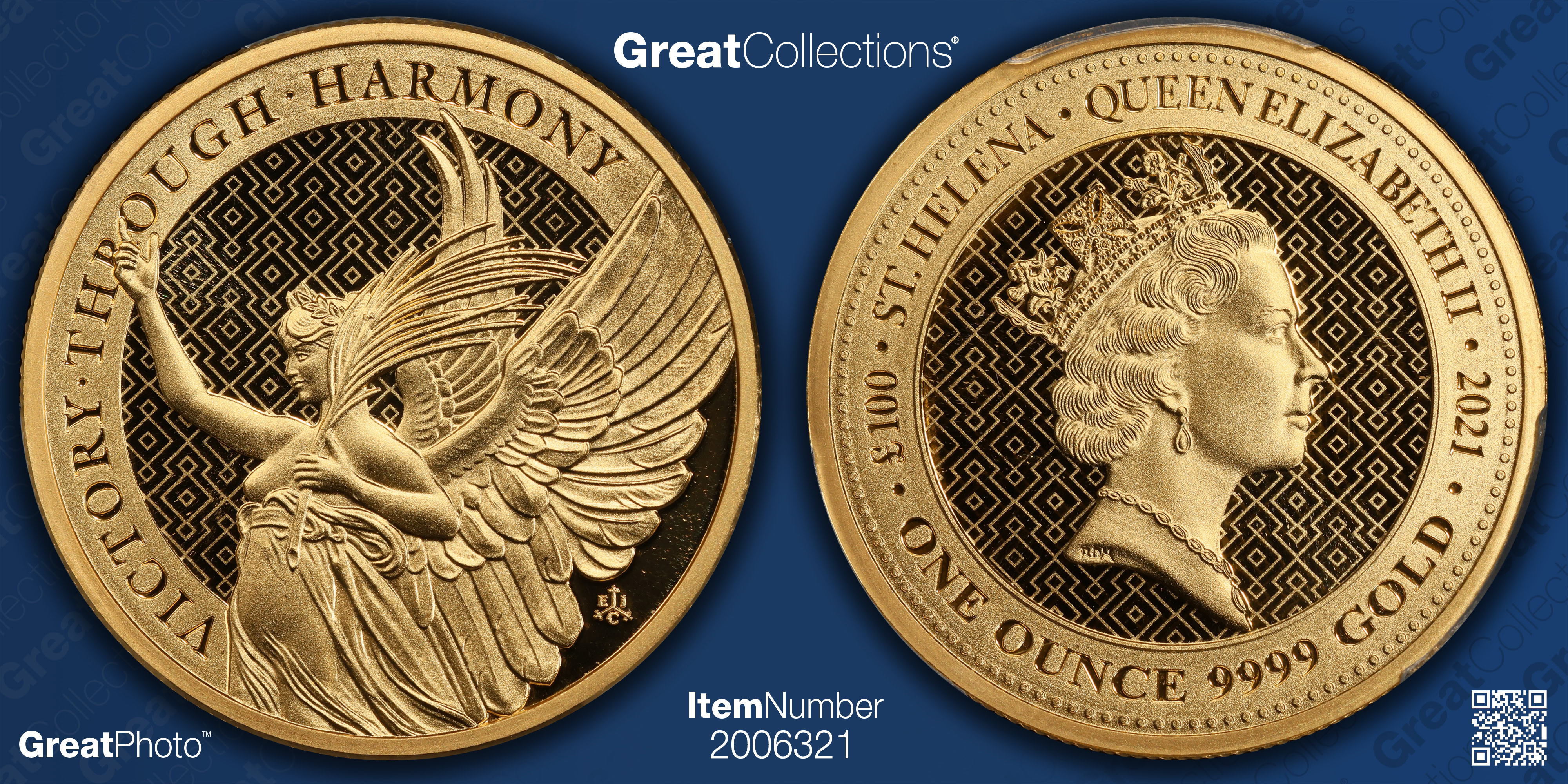 St. Helena 2021 Gold £100 The Queen's Virtues Victory KM-134 PCGS