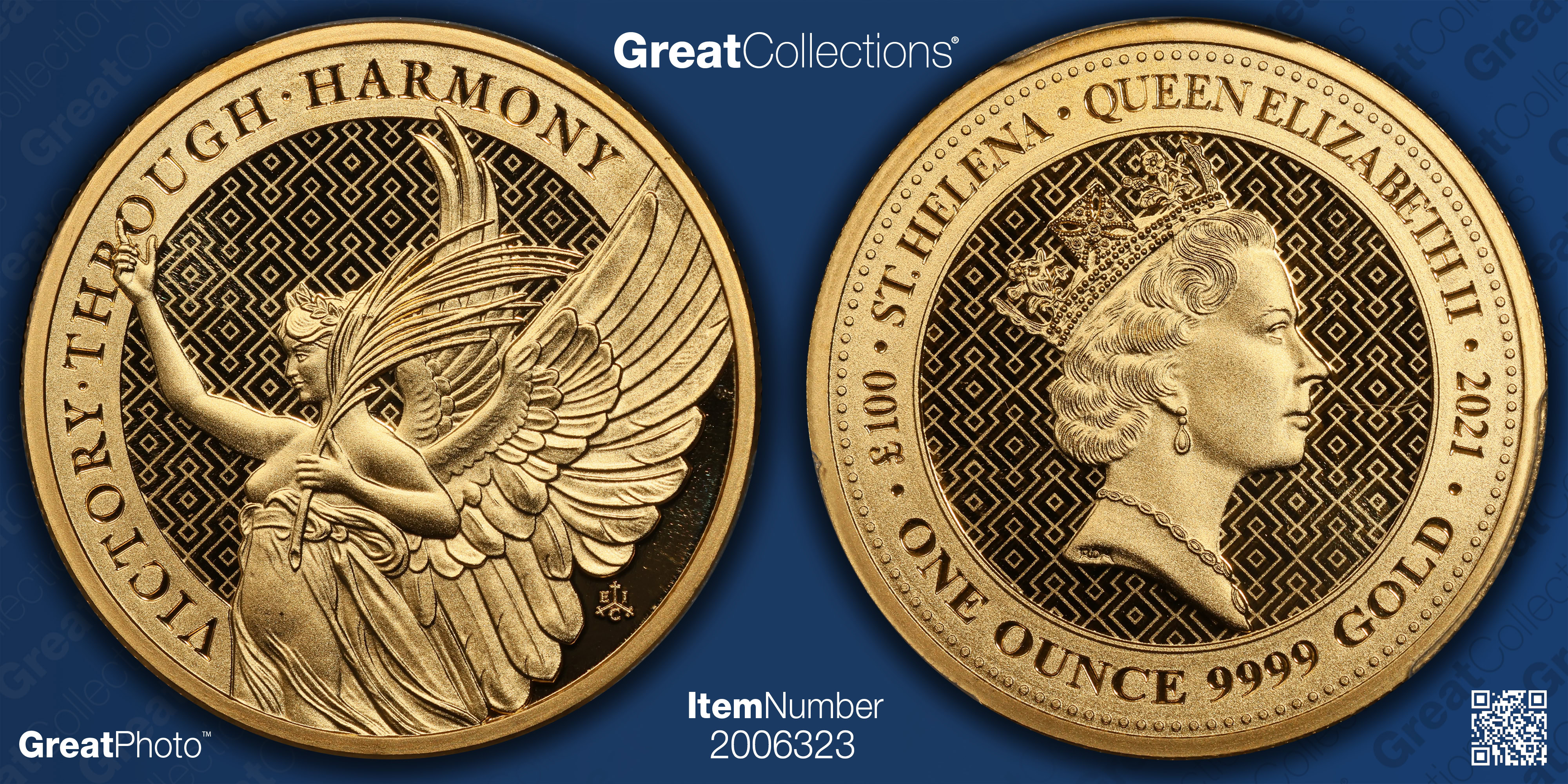 St. Helena 2021 Gold £100 The Queen's Virtues Victory KM-134 PCGS