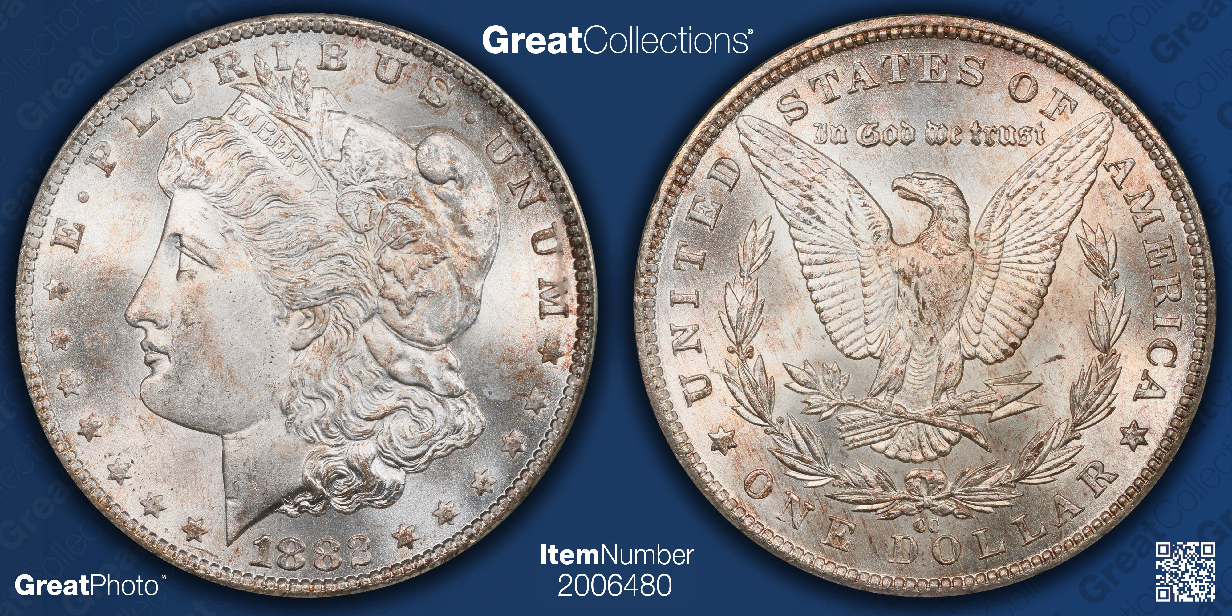 1882-CC Morgan Silver Dollar PCGS MS-65 (CAC Green) OGH (Item