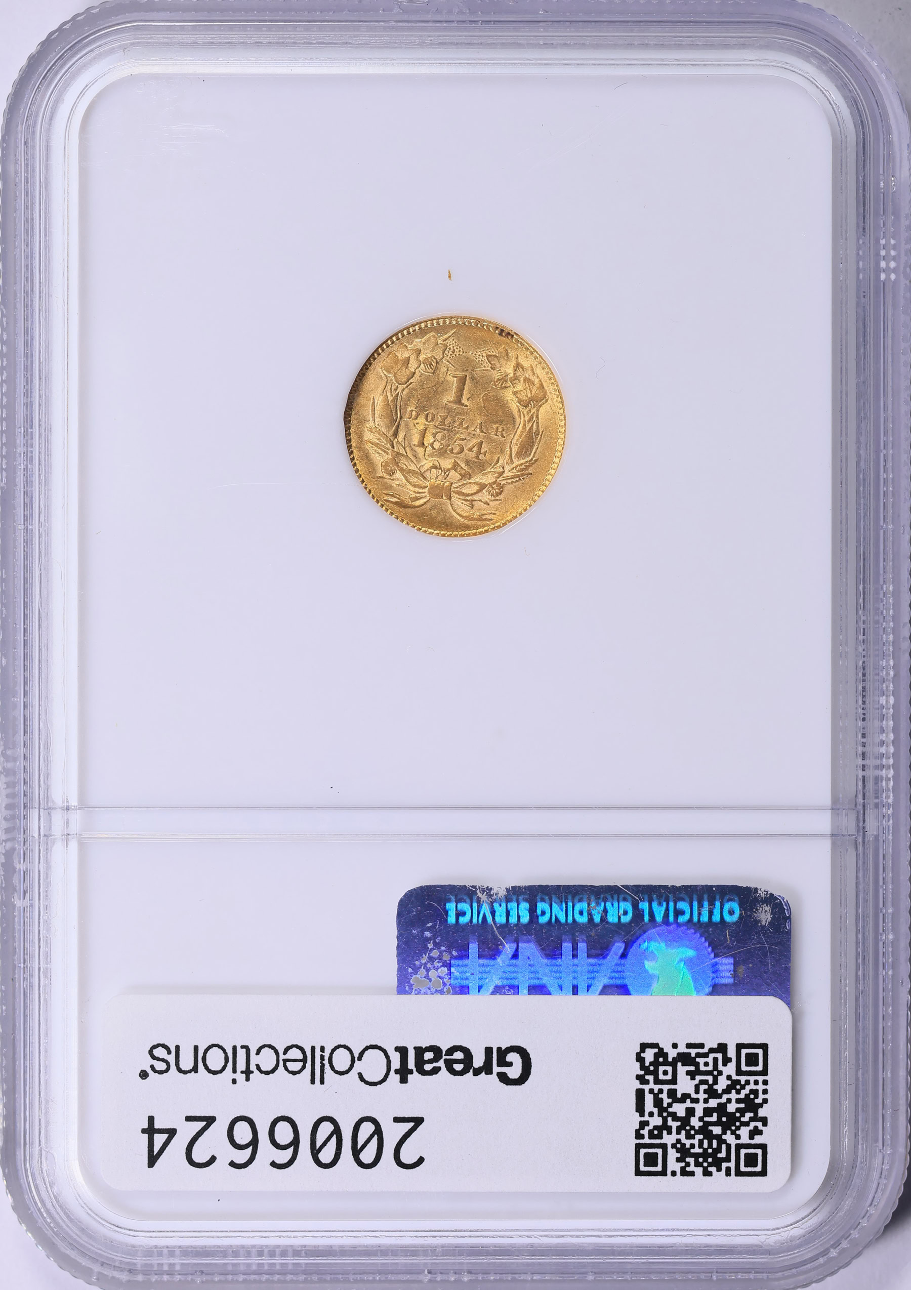 1854 Indian Princess Gold Dollar Type 2 NGC AU-58 (CAC Green