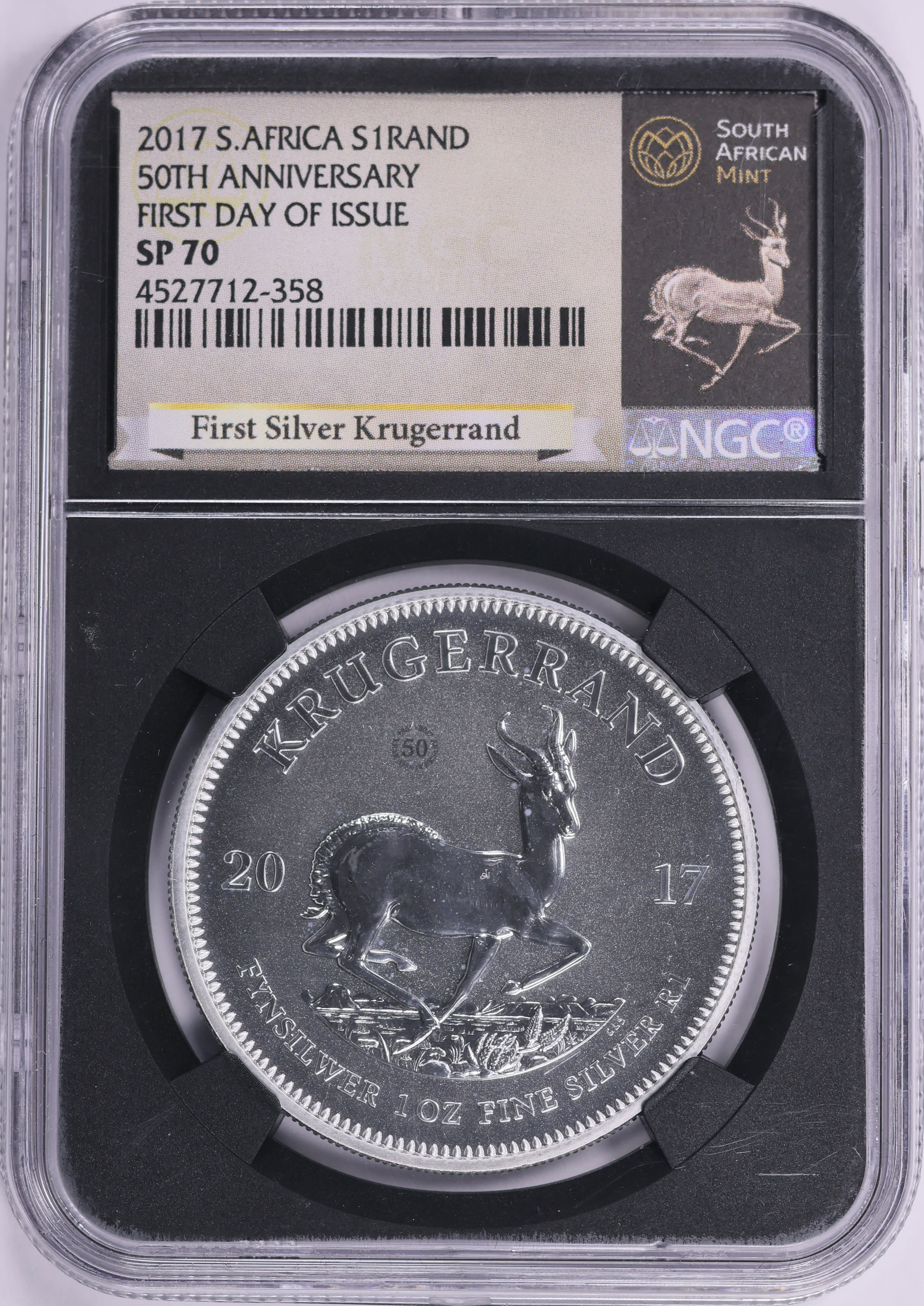 South Africa 2017 Silver Krugerrand 50th Anniversary Privy KM-637